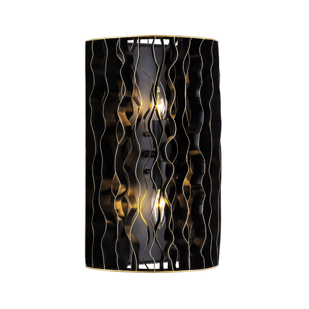 Estela 380W02MBFG 2-Lt Wall Sconce - Matte Black/French Gold