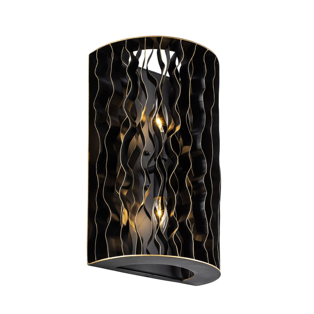 Estela 380W02MBFG 2-Lt Wall Sconce - Matte Black/French Gold