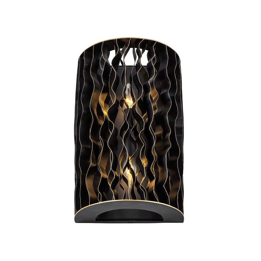 Estela 380W02MBFG 2-Lt Wall Sconce - Matte Black/French Gold