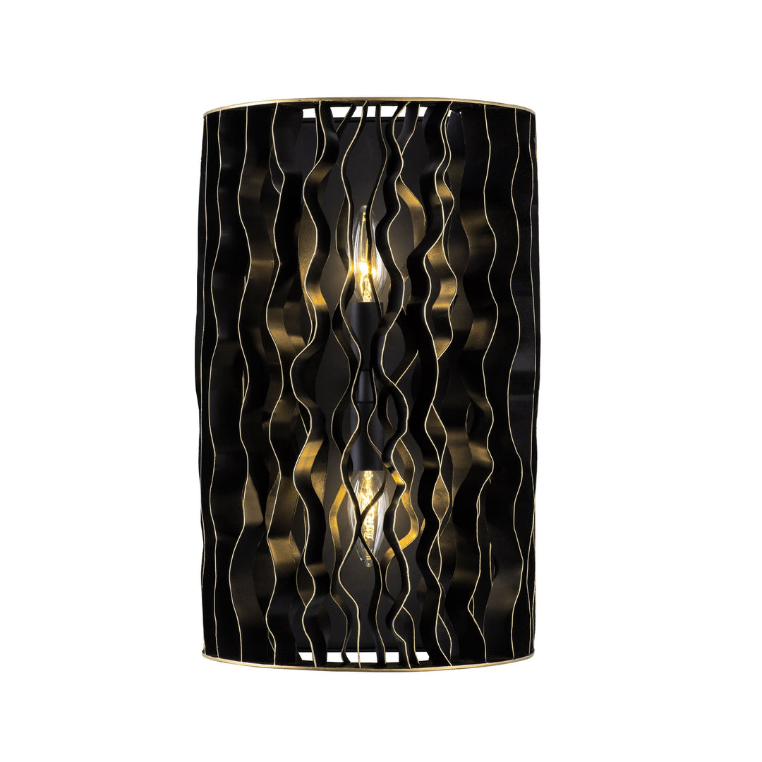 Estela 380W02MBFG 2-Lt Wall Sconce - Matte Black/French Gold