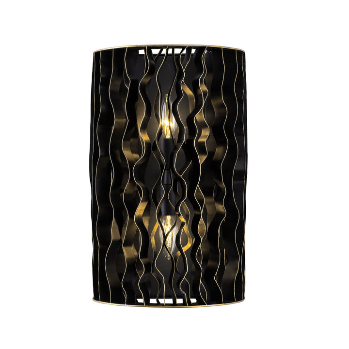 Estela 380W02MBFG 2-Lt Wall Sconce - Matte Black/French Gold