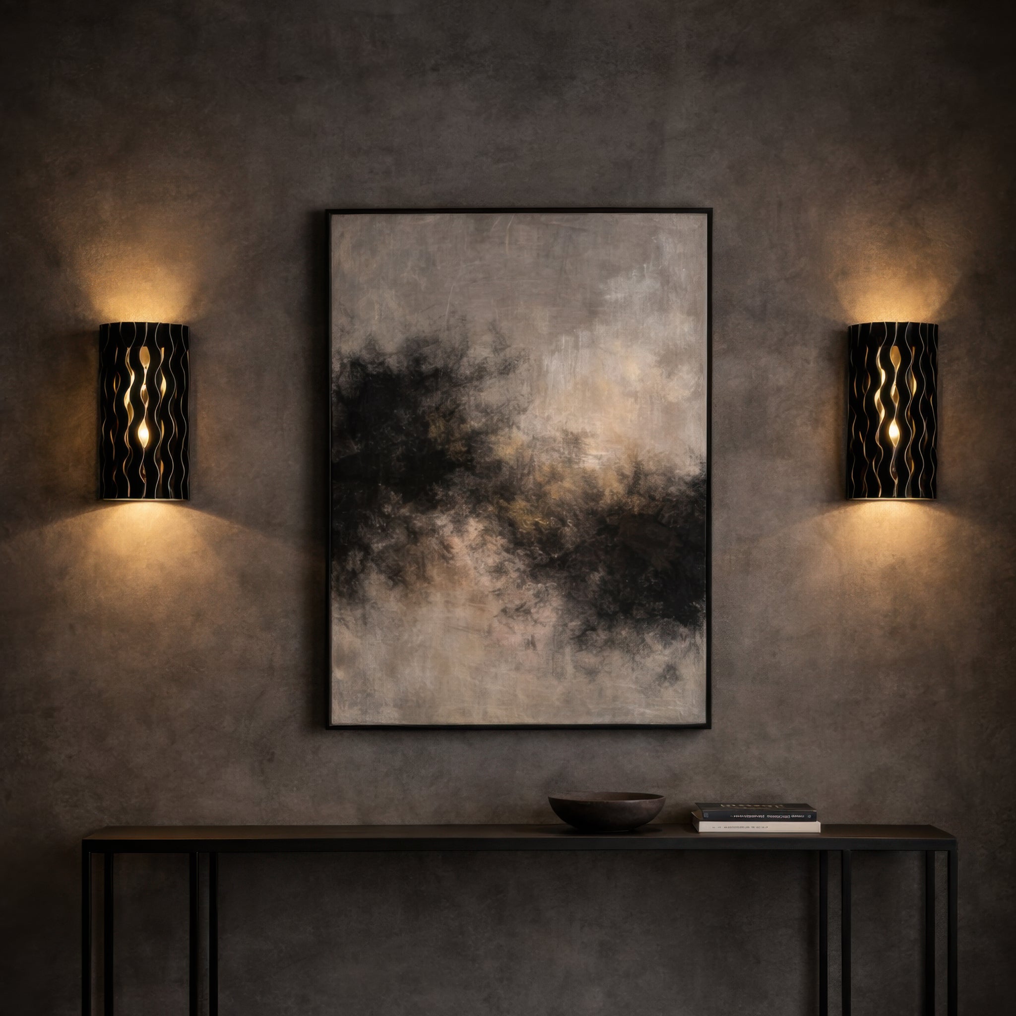 Estela 2 Light Sconce - Matte Black/French Gold