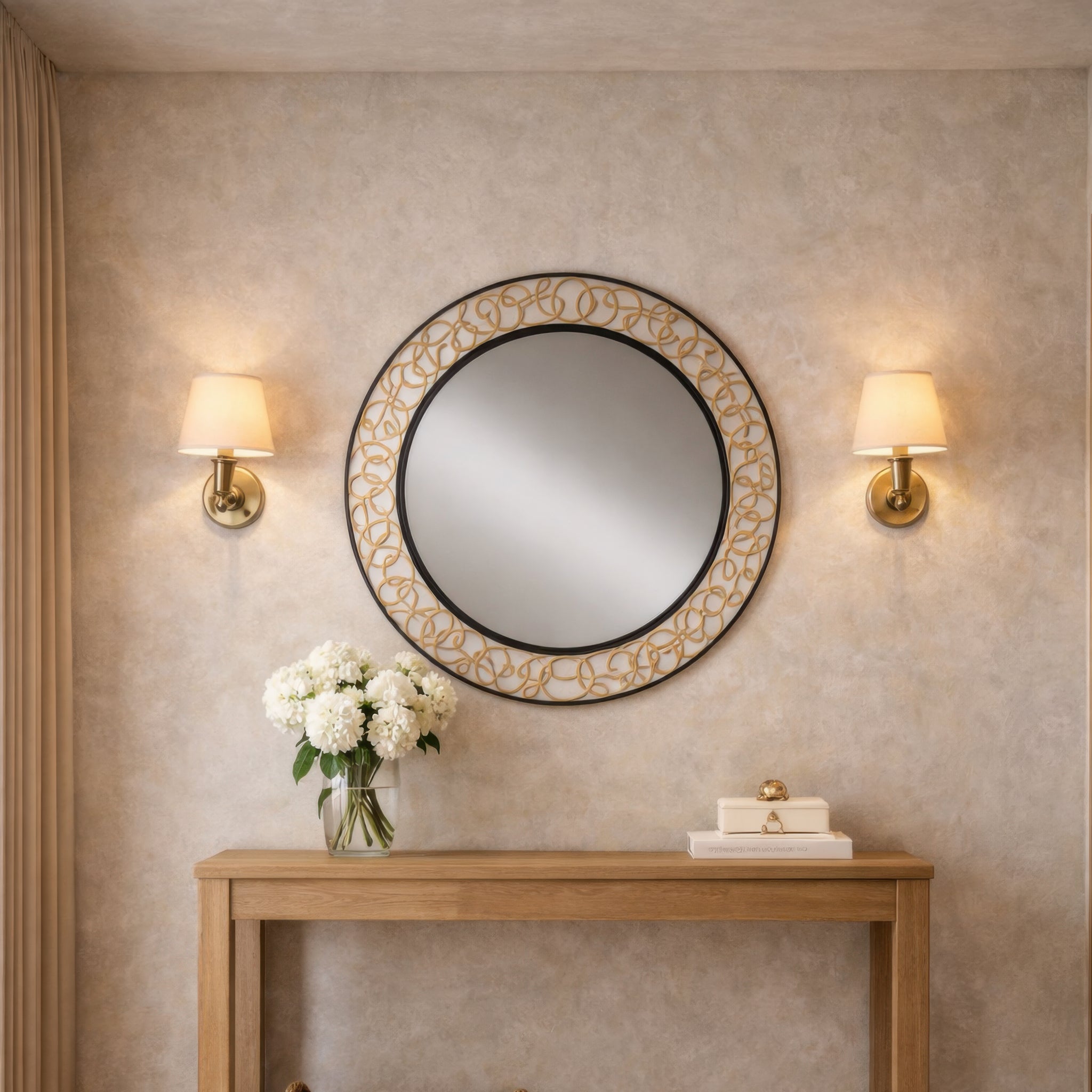 Scribble 33-in Wall Mirror - Matte Black/Artifact
