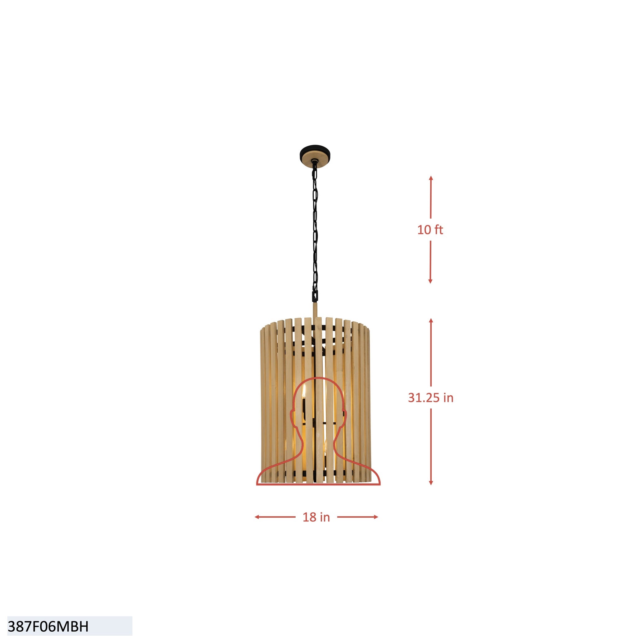 Suratto 6 Light   Foyer - Matte Black/Medium Walnut