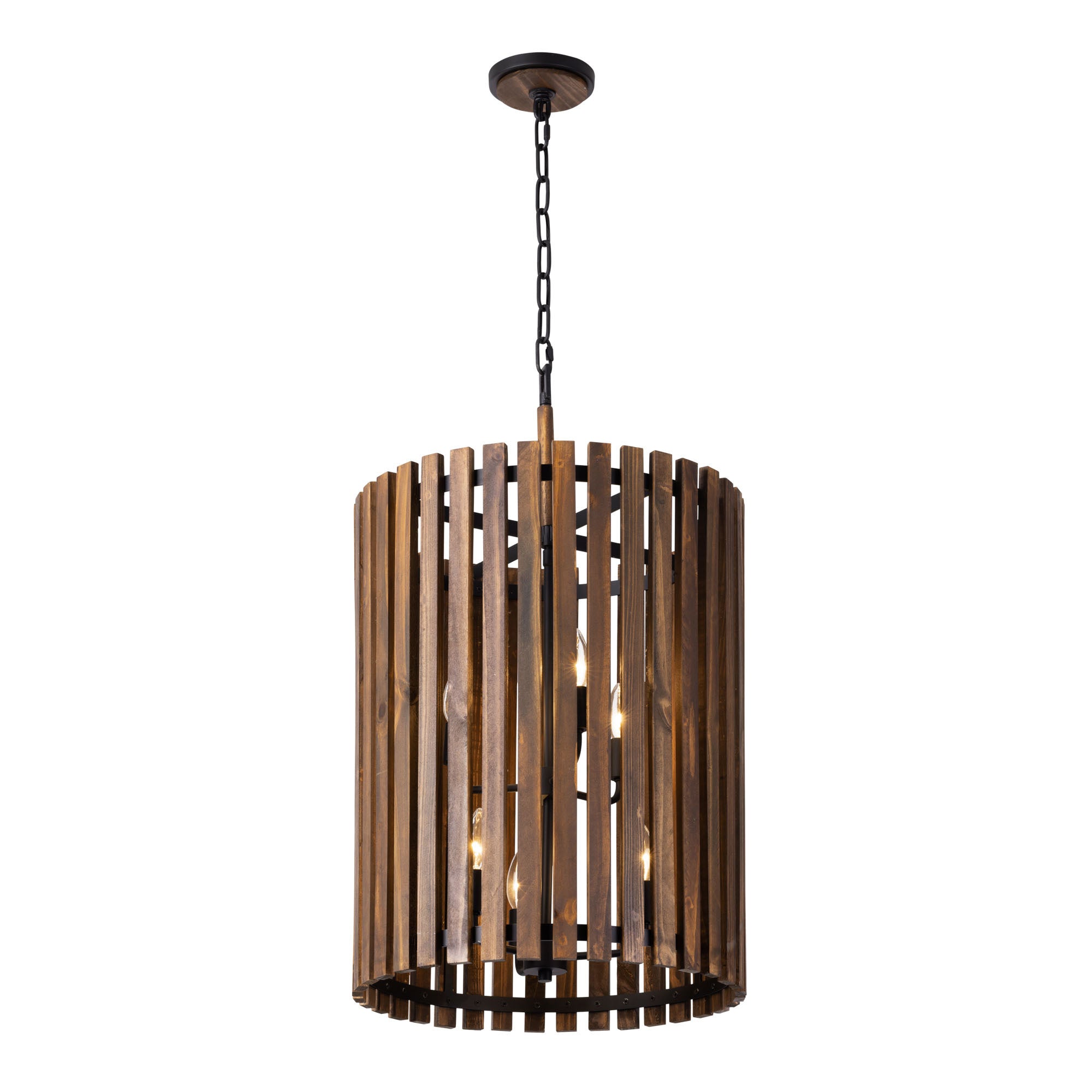 Suratto 6 Light   Foyer - Matte Black/Medium Walnut