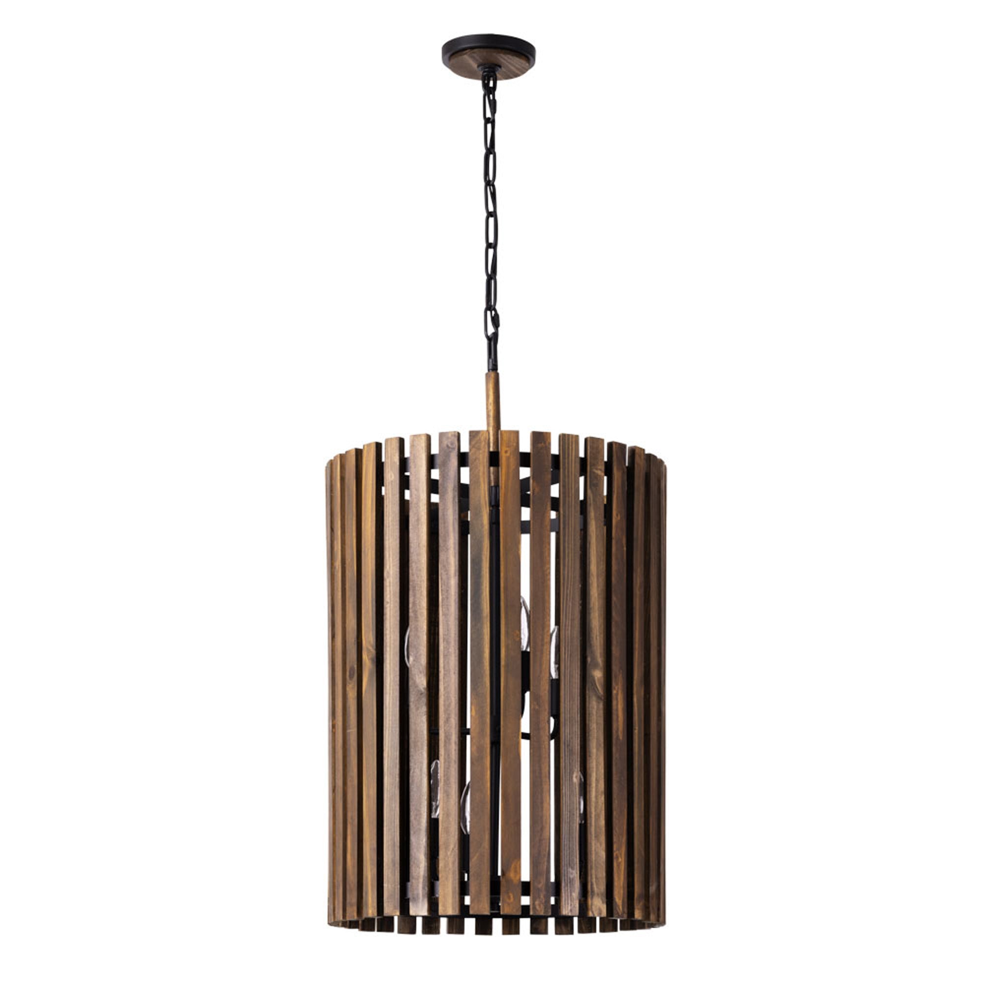 Suratto 6 Light   Foyer - Matte Black/Medium Walnut