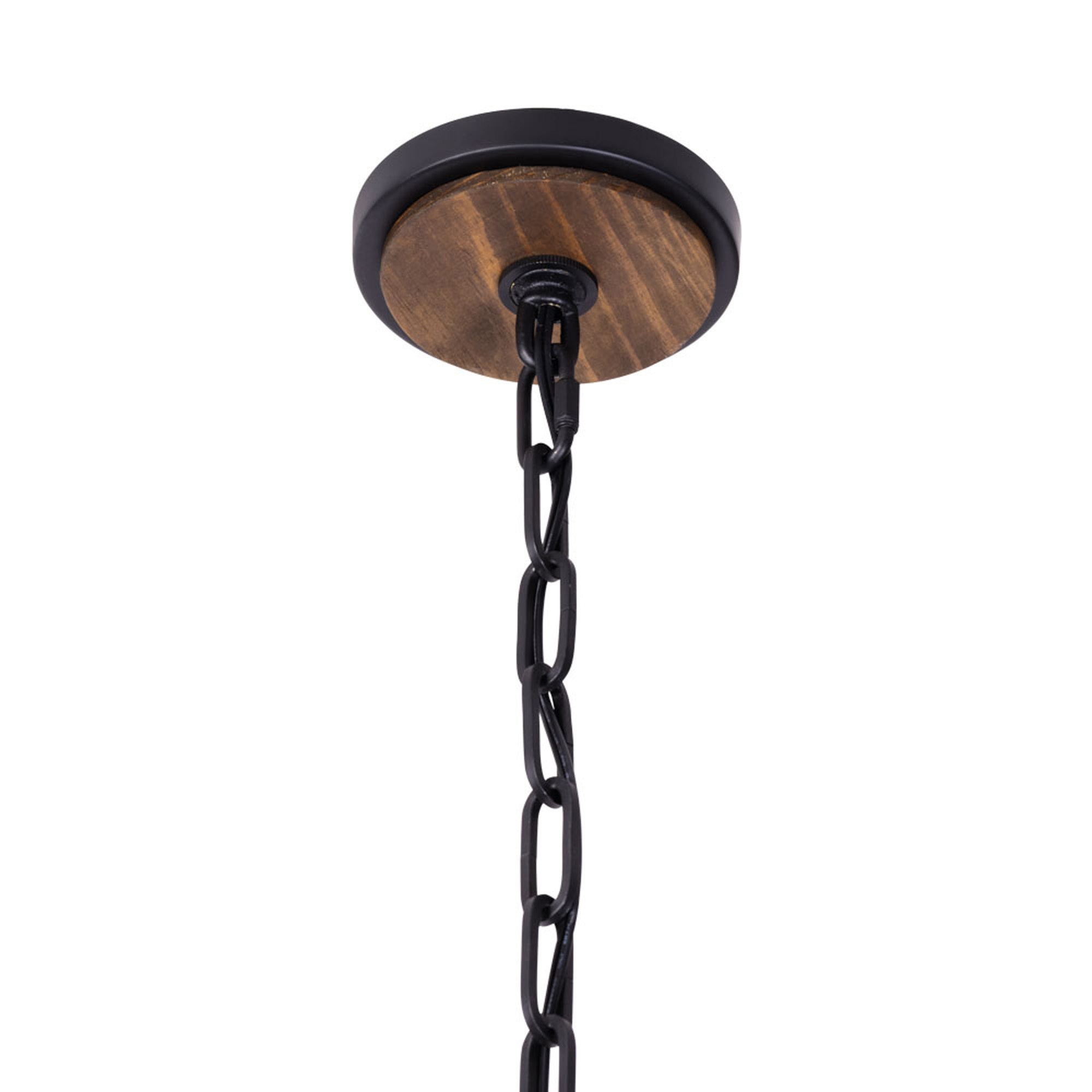 Suratto 6 Light   Foyer - Matte Black/Medium Walnut