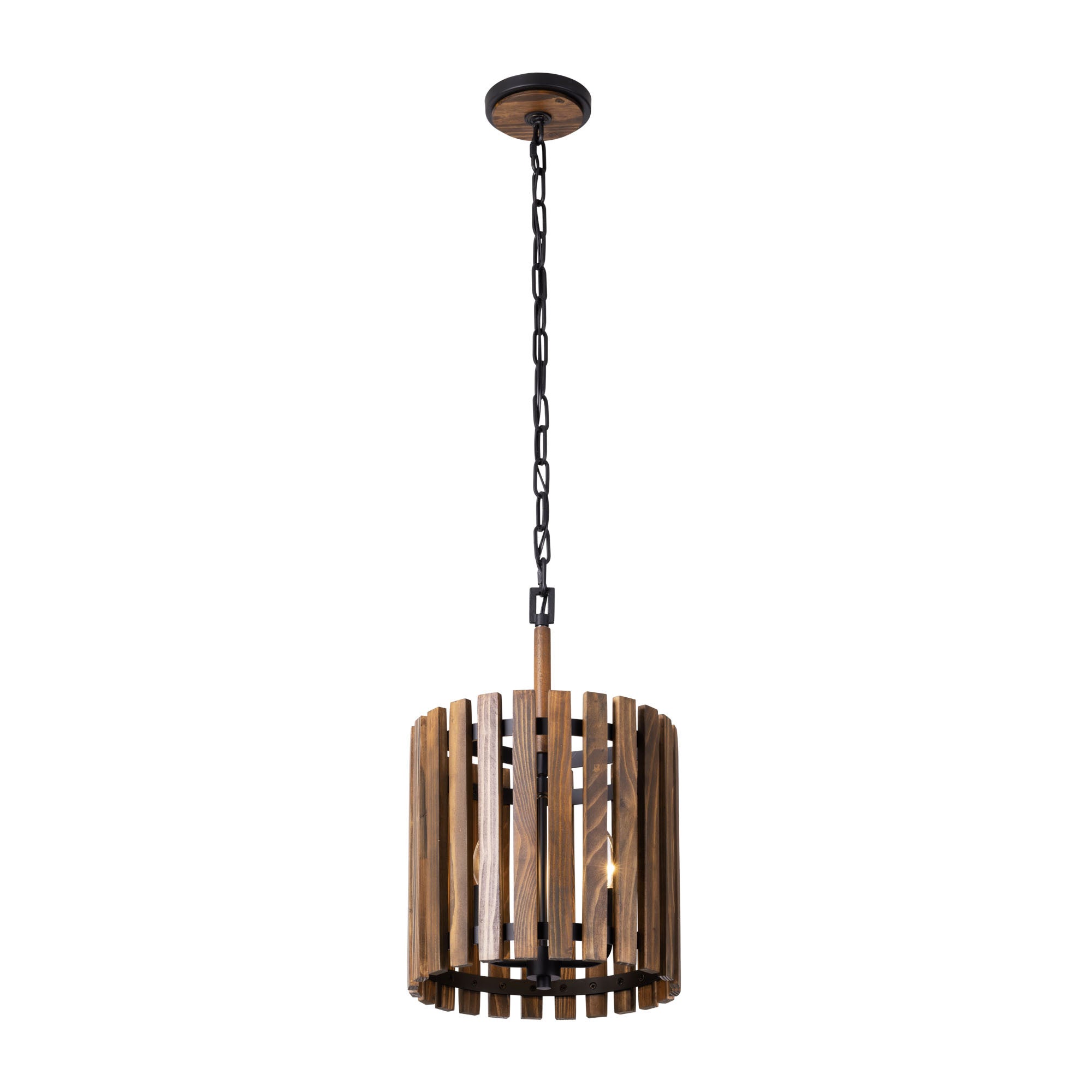 Suratto 2 Light   Pendant - Matte Black/Medium Walnut