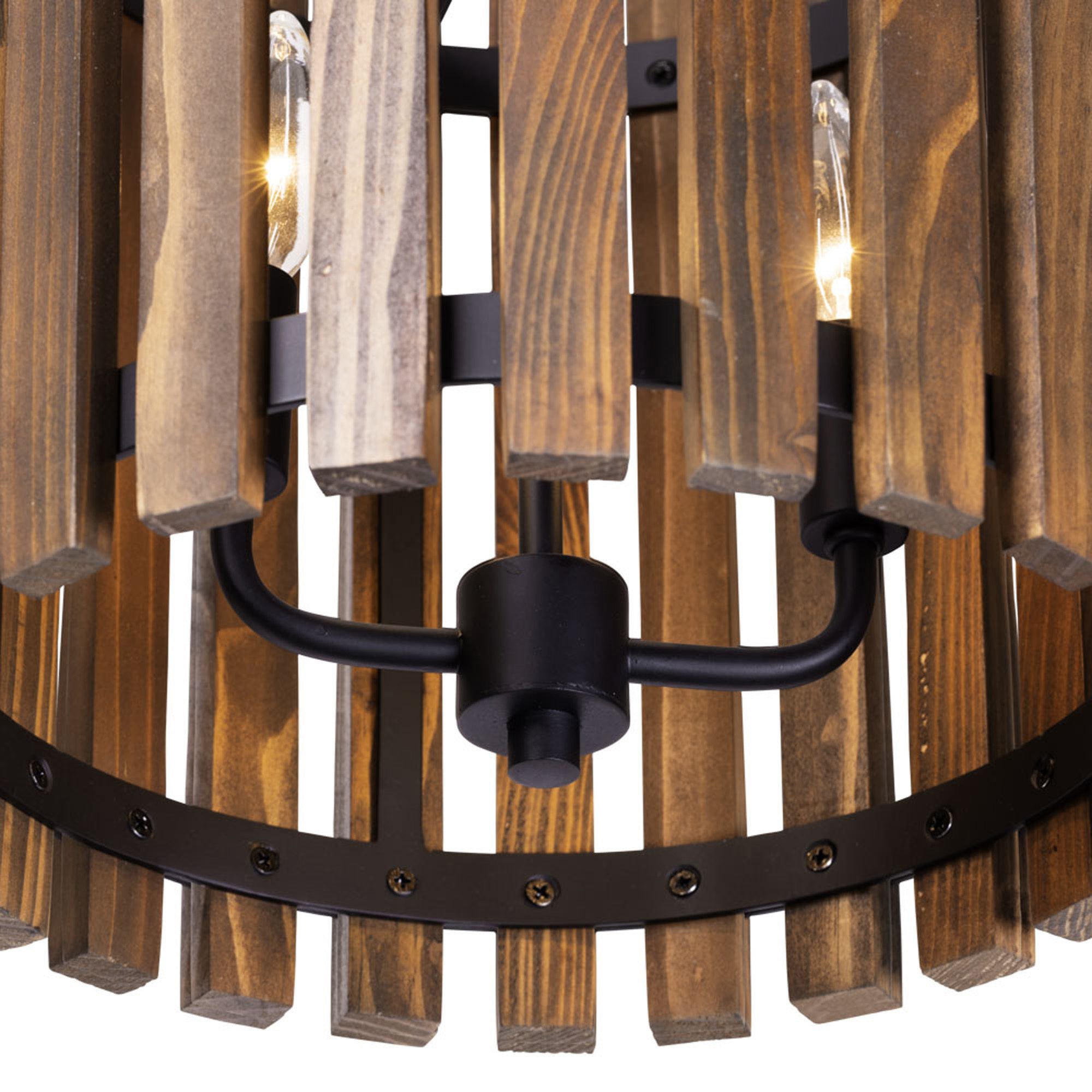 Suratto 2 Light   Pendant - Matte Black/Medium Walnut