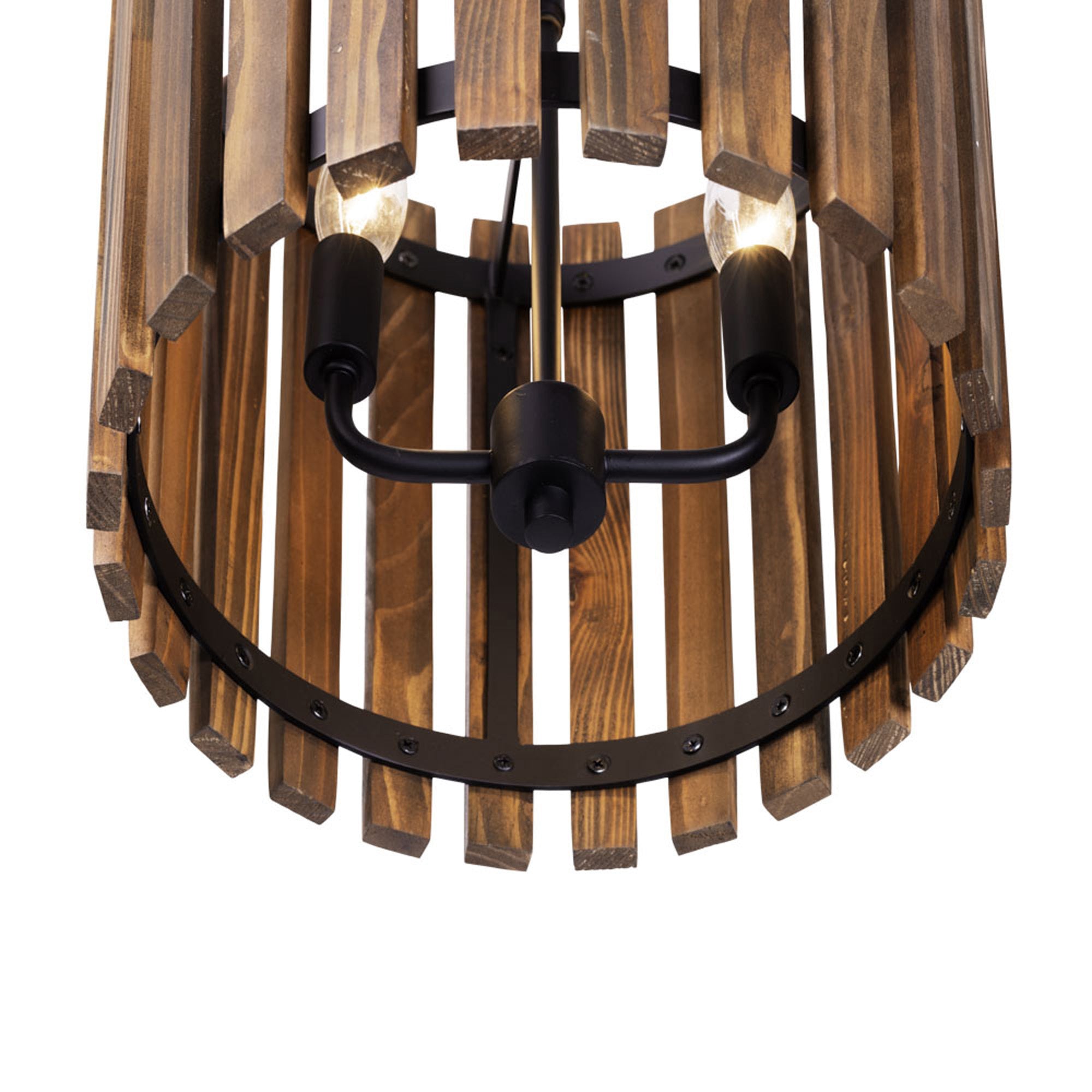 Suratto 2 Light   Pendant - Matte Black/Medium Walnut