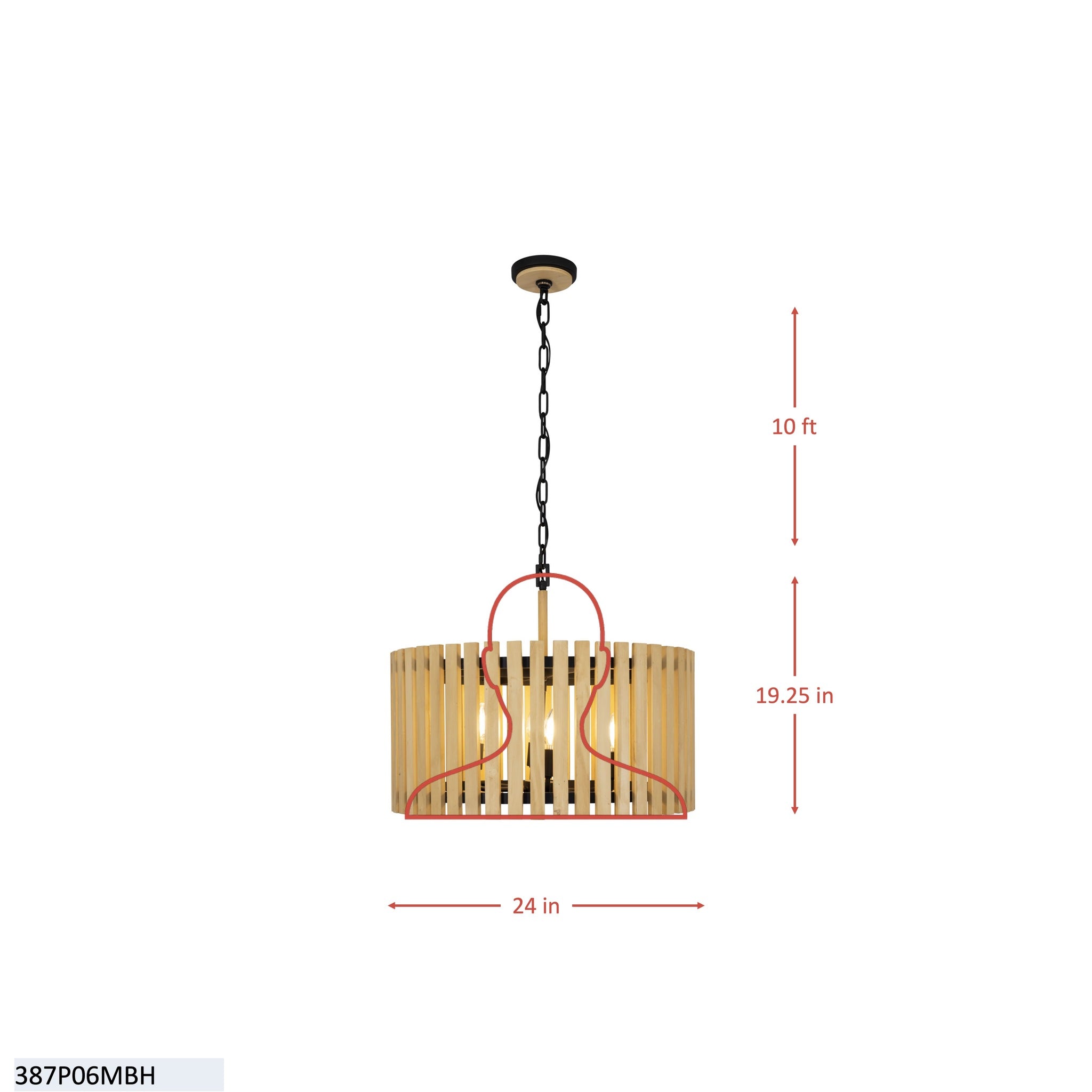 Suratto 6 Light   Pendant - Matte Black/Medium Walnut