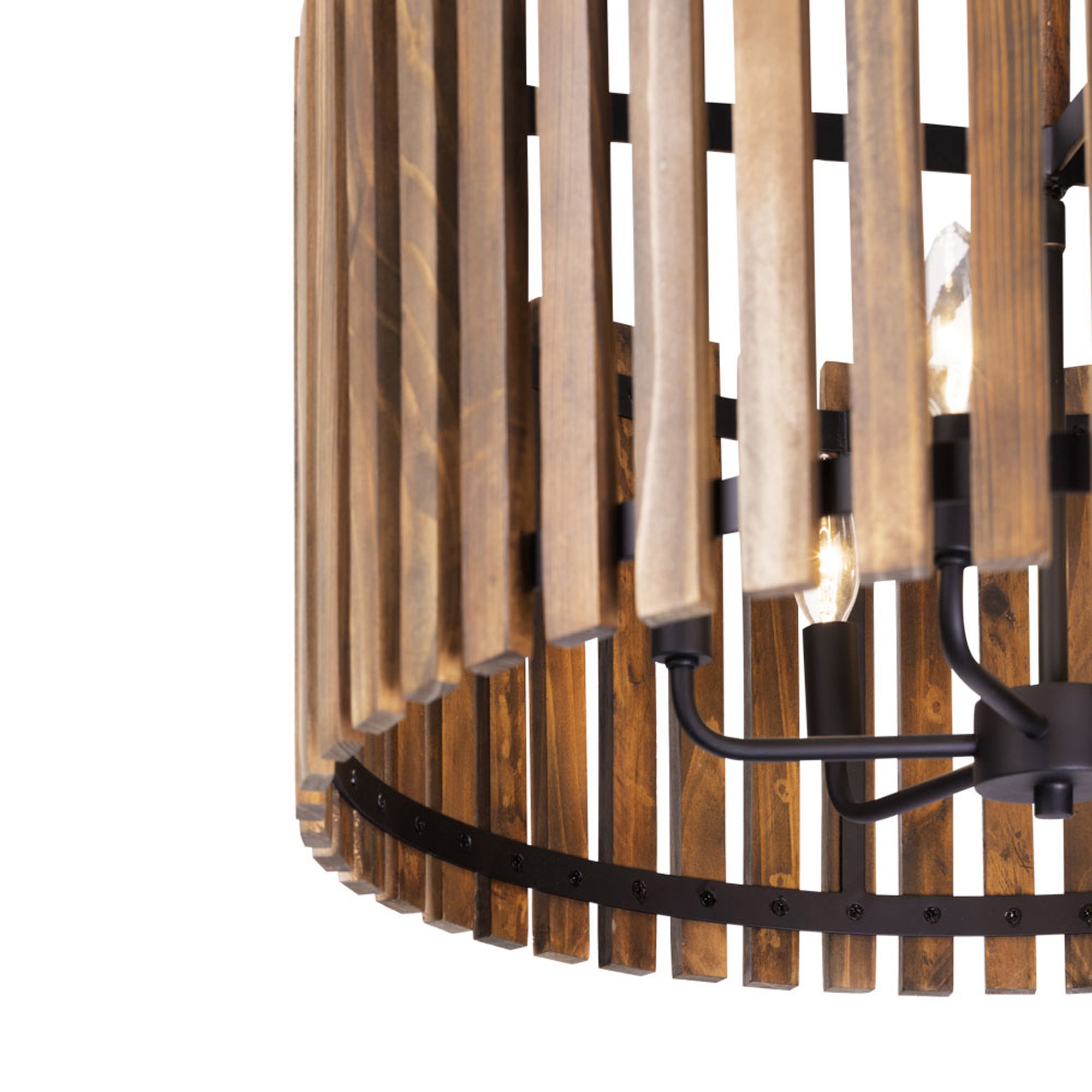 Suratto 6 Light   Pendant - Matte Black/Medium Walnut