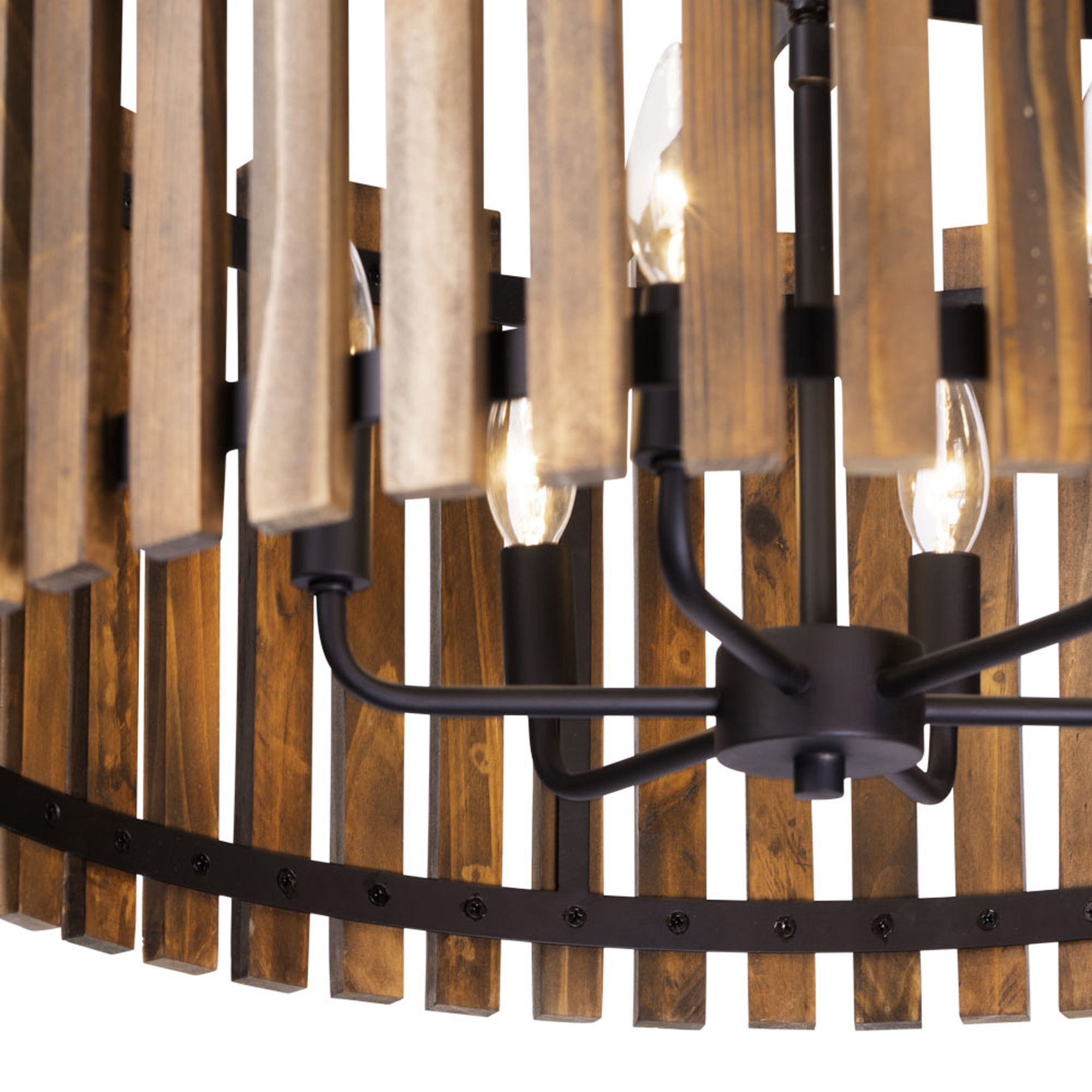 Suratto 6 Light   Pendant - Matte Black/Medium Walnut