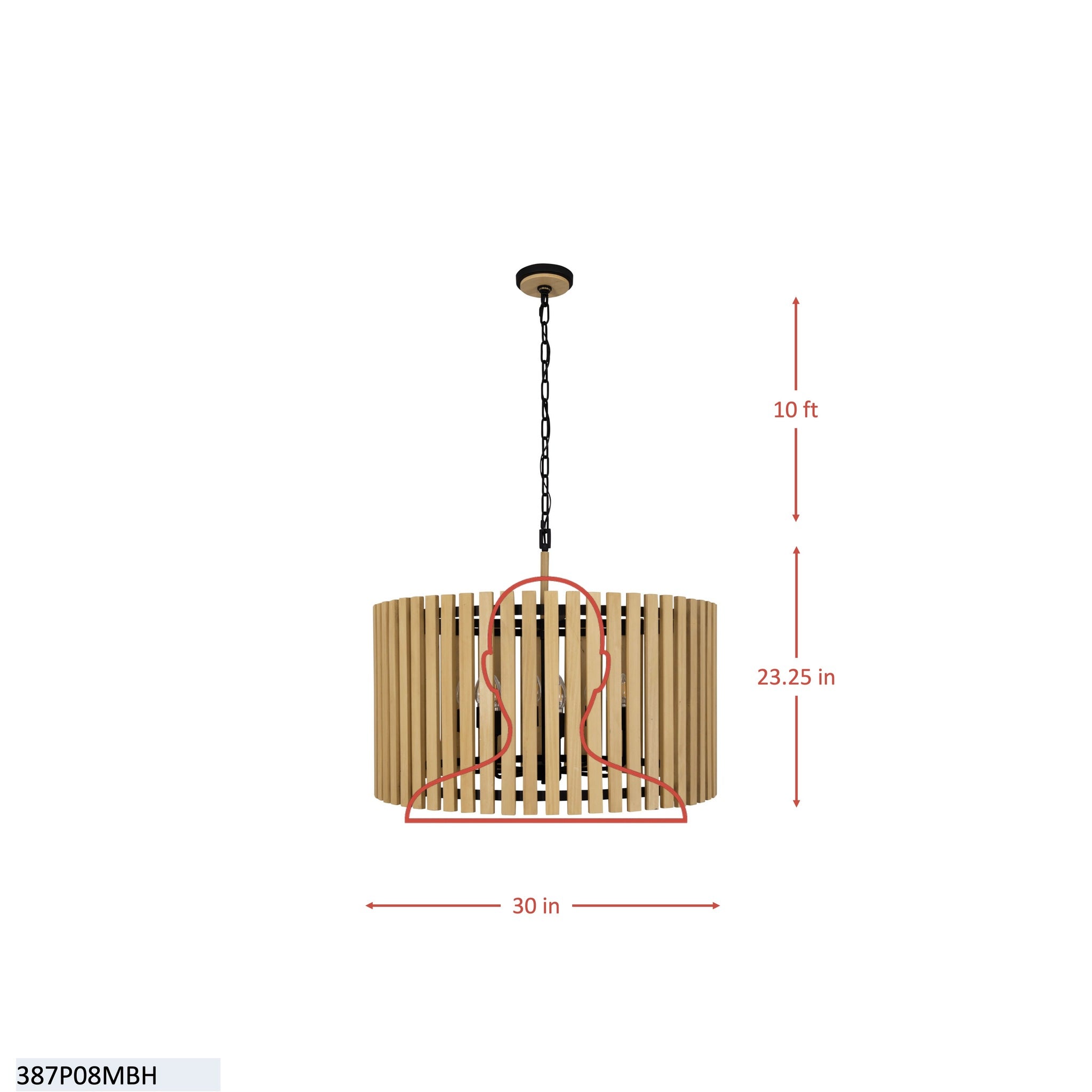 Suratto 8 Light   Pendant - Matte Black/Medium Walnut