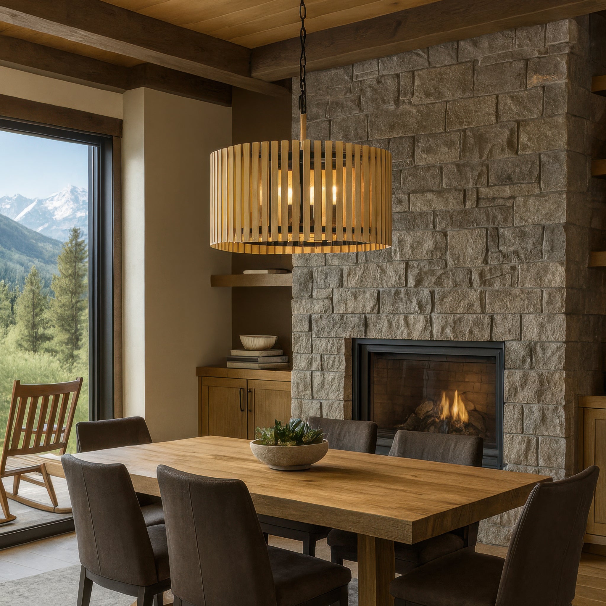 Suratto 8 Light   Pendant - Matte Black/Honey Blonde