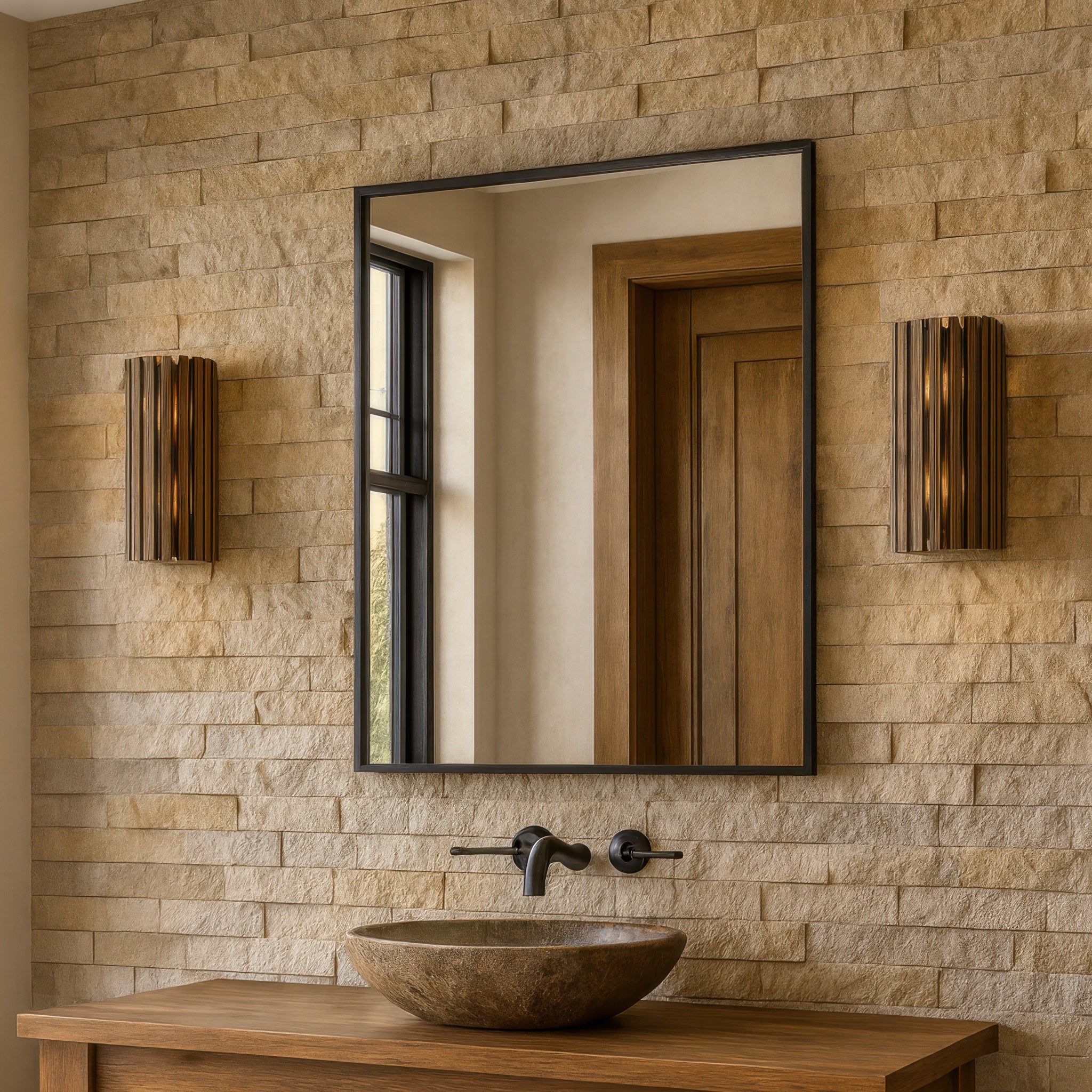 Suratto 2 Light   Sconce - Matte Black/Medium Walnut