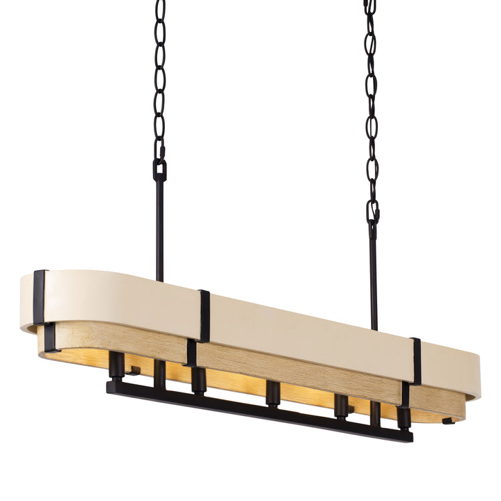 Blonde Moment 389N05MBHN 5-Light Kitchen Island Pendant - Matte Black/Honey/Medium Oak