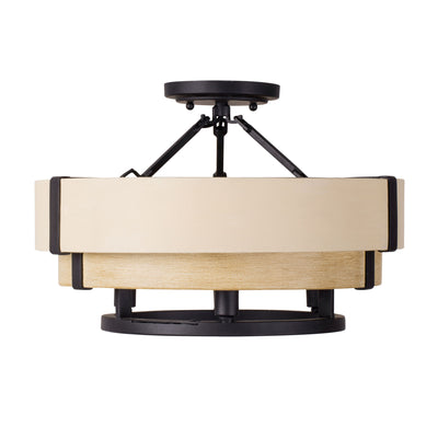 Blonde Moment 3 Light   Semi-Flush - Matte Black/Honey/Medium Oak
