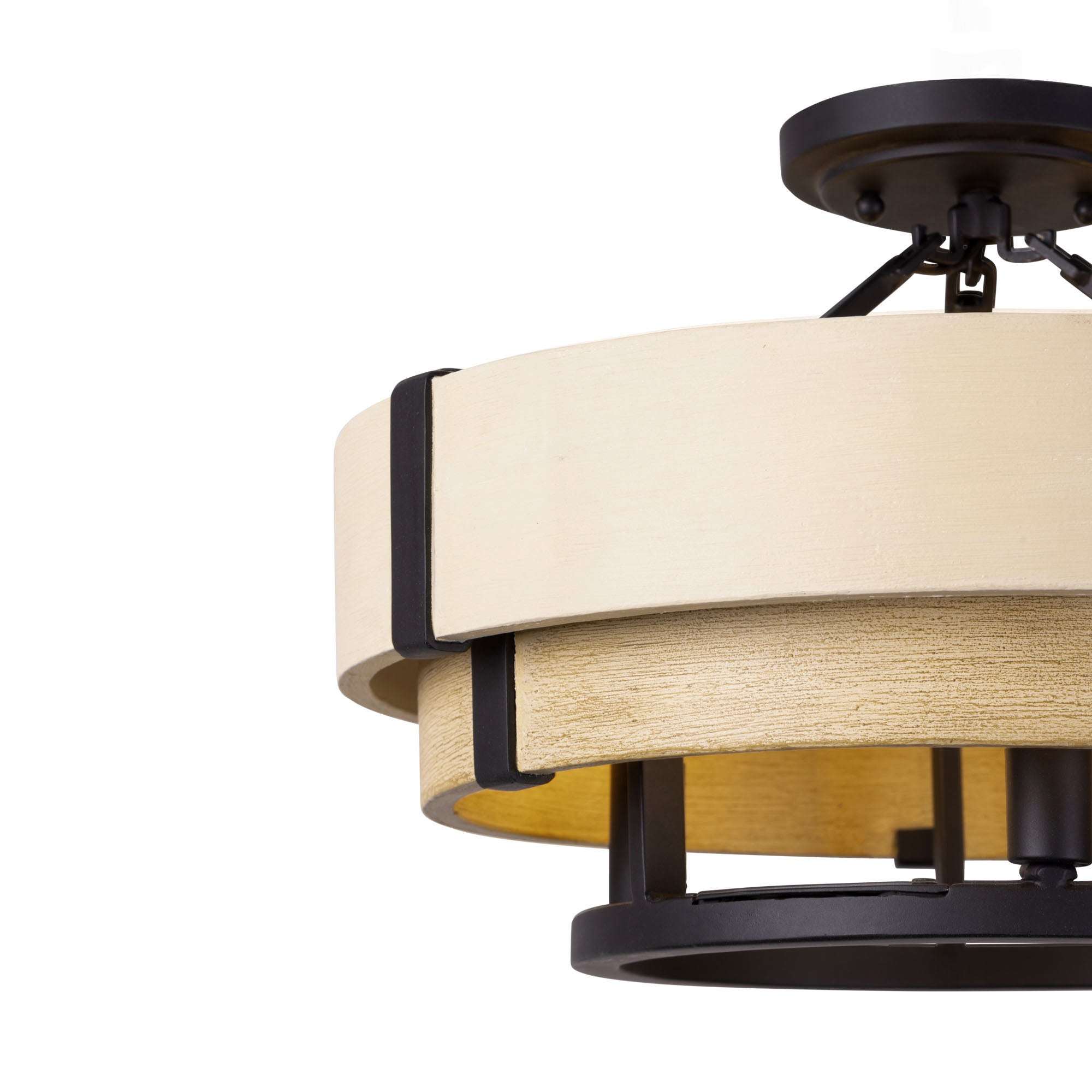 Blonde Moment 3 Light   Semi-Flush - Matte Black/Honey/Medium Oak