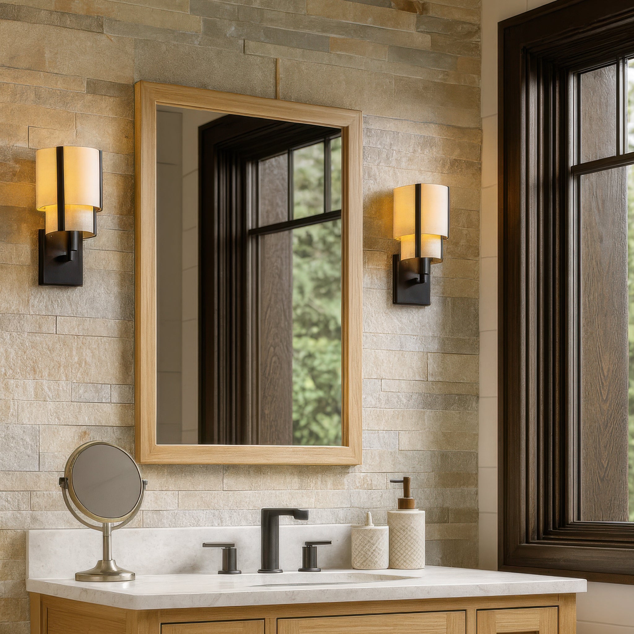 Blonde Moment 1 Light   Sconce - Matte Black/Honey/Medium Oak