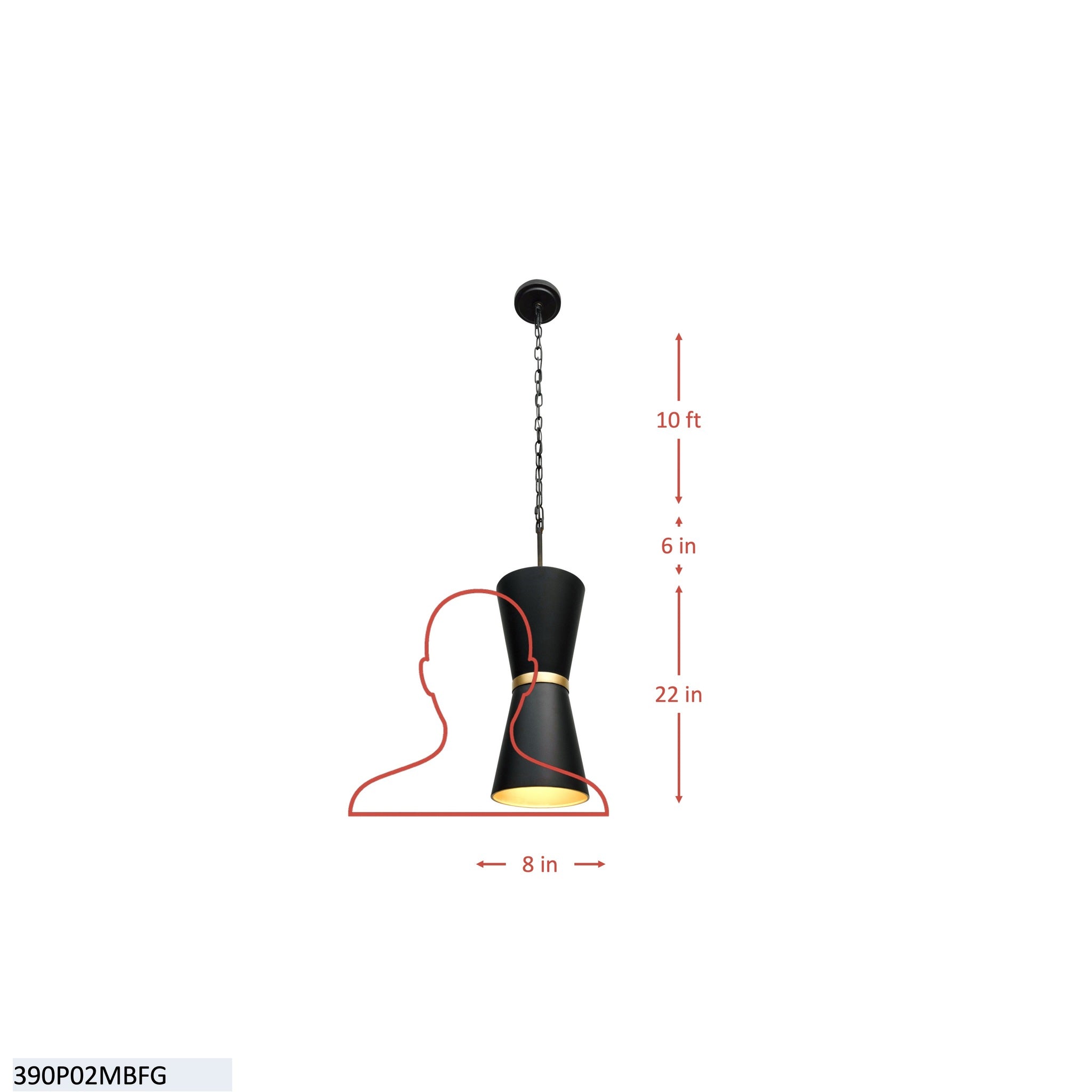 Mad Hatter 2 Light   Pendant - Matte Black/French Gold