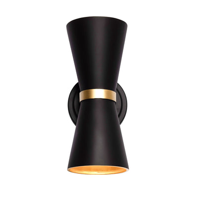 Mad Hatter 2 Light   Sconce - Matte Black/French Gold