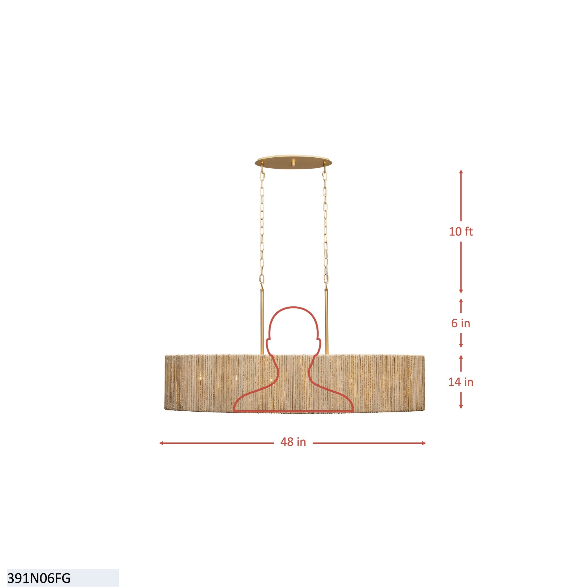 Jacob's Ladder 6 Light   Linear Pendant - French Gold