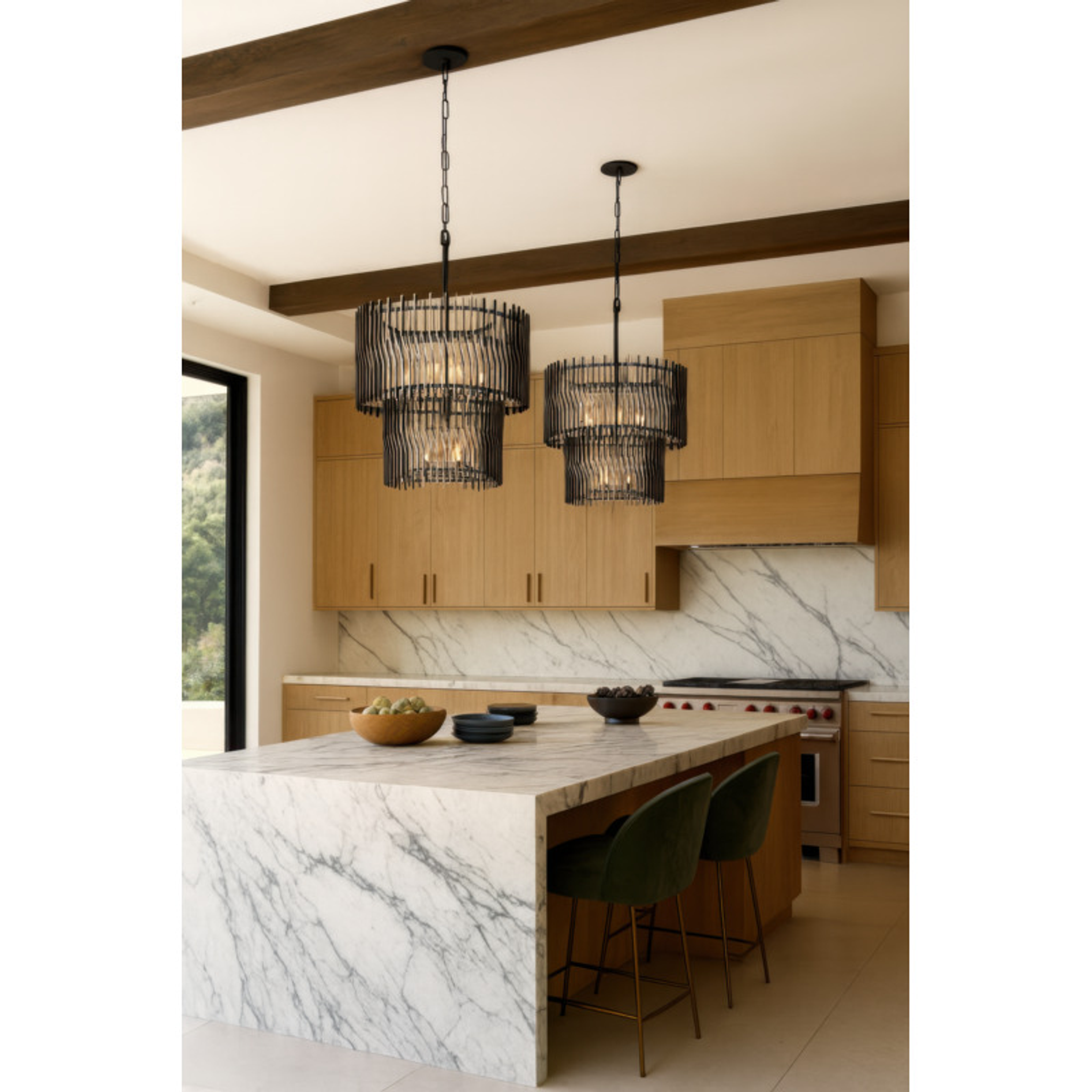 Park Row 10-Light 2-Tier Chandelier - Matte Black/French Gold