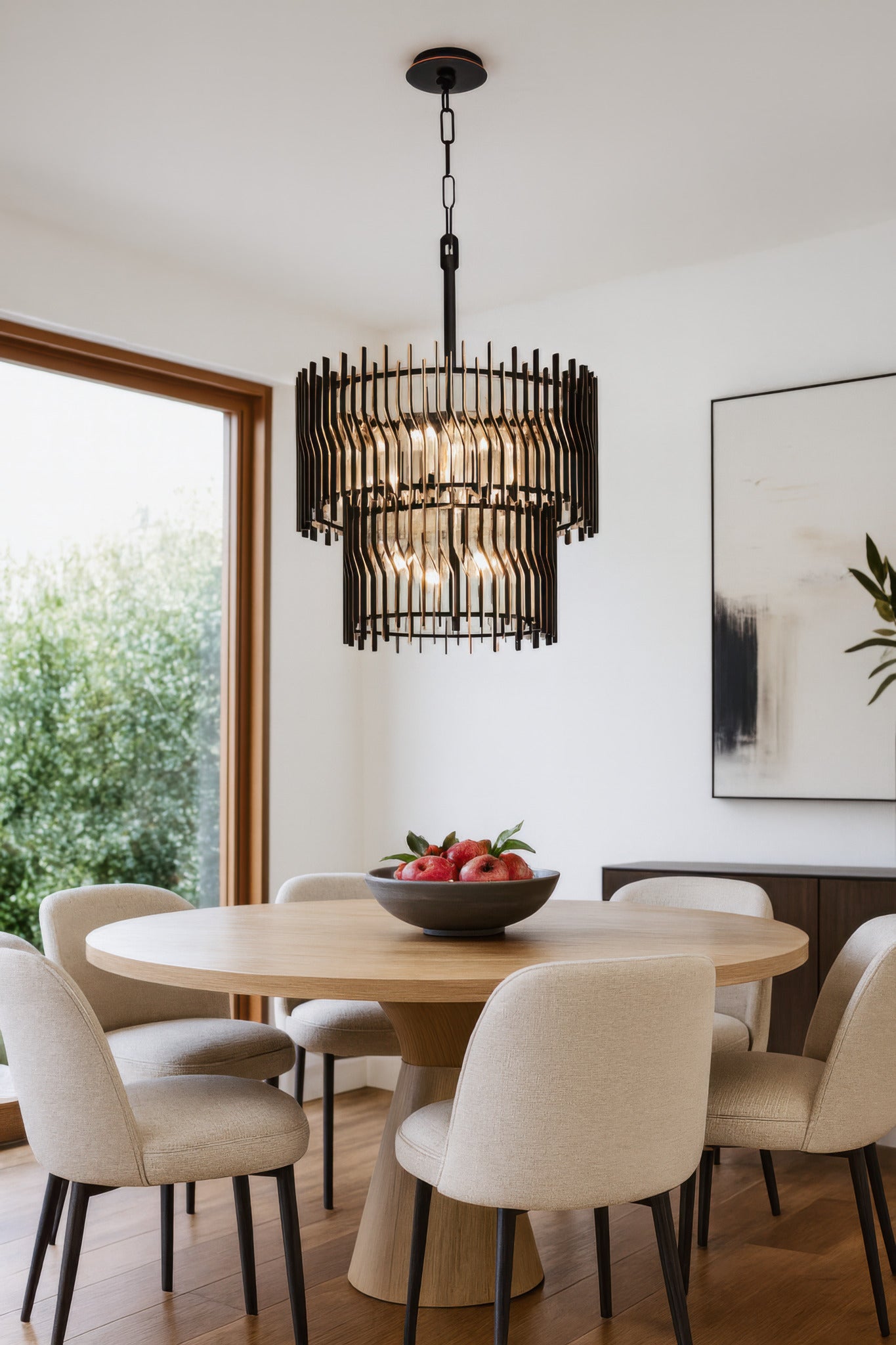 Park Row 10 Light 2-Tier Chandelier - Matte Black/French Gold