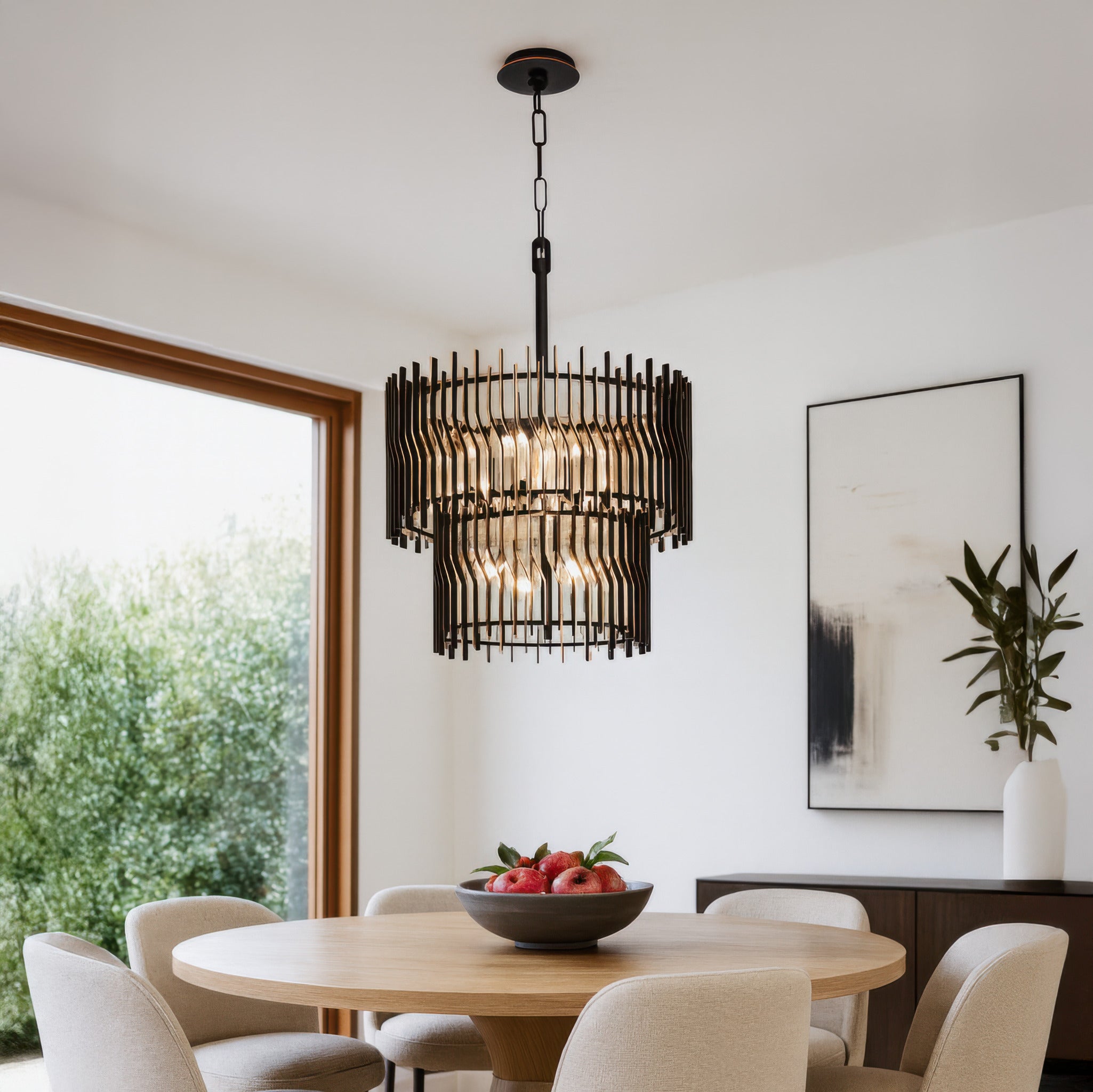 Park Row 10 Light 2-Tier Chandelier - Matte Black/French Gold