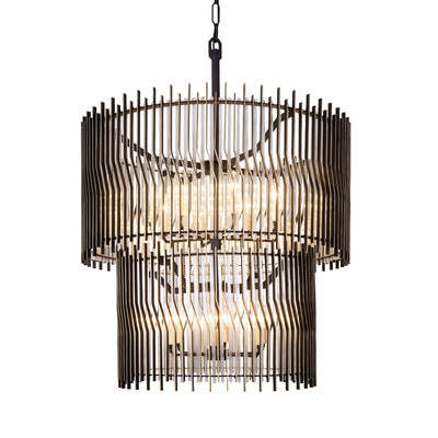 Park Row 14 Light 2-Tier Chandelier - Matte Black/French Gold