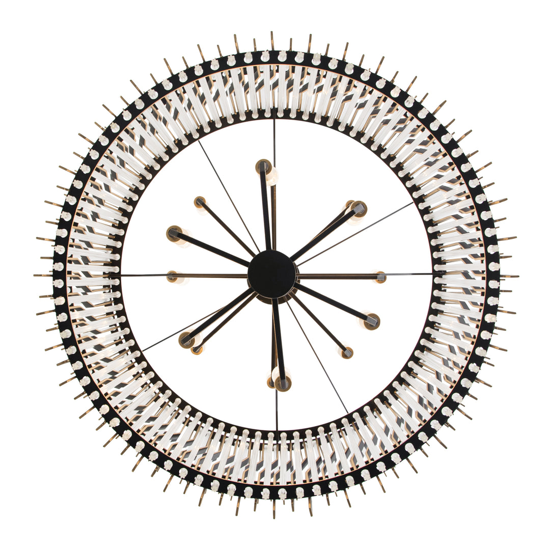 Park Row 393C14MBFG 14-Lt 2-Tier Chandelier - Matte Black/French Gold