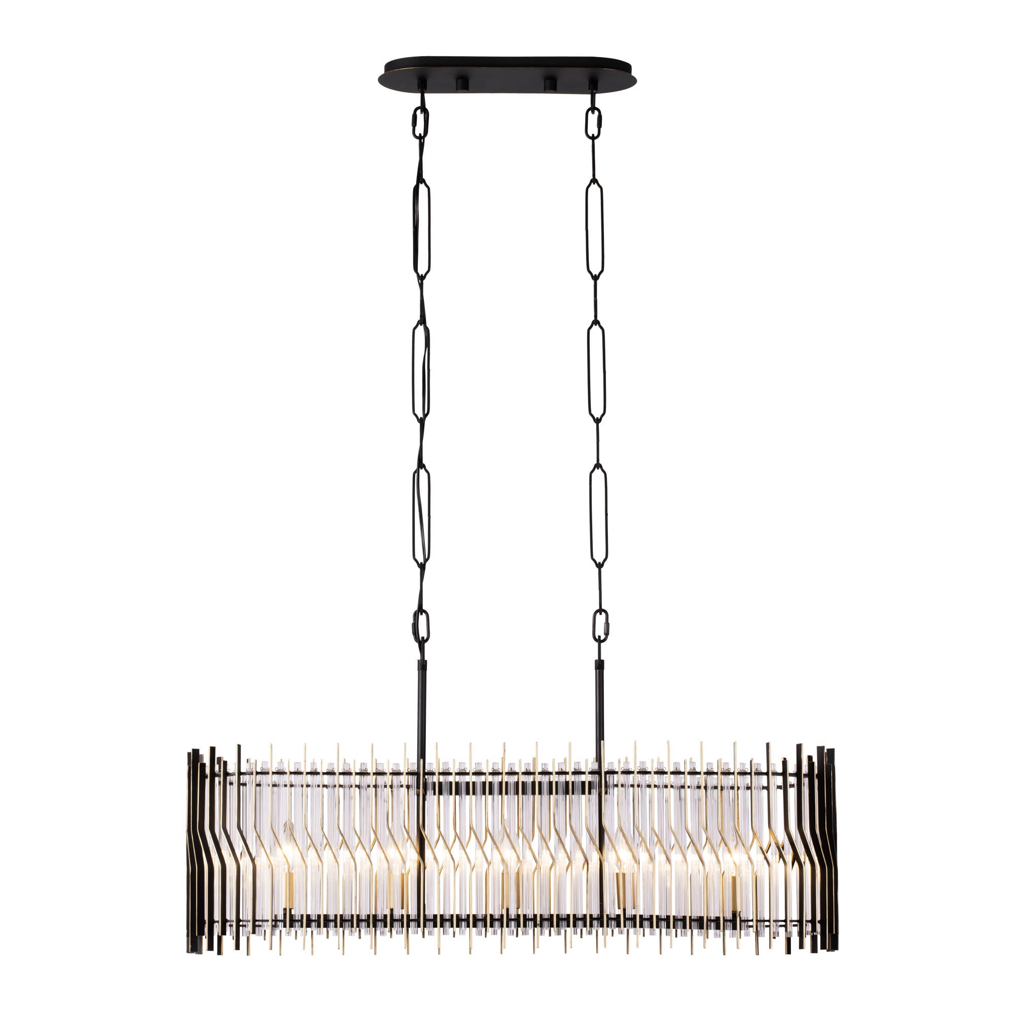 Park Row 5 Light   Linear Pendant - Matte Black/French Gold