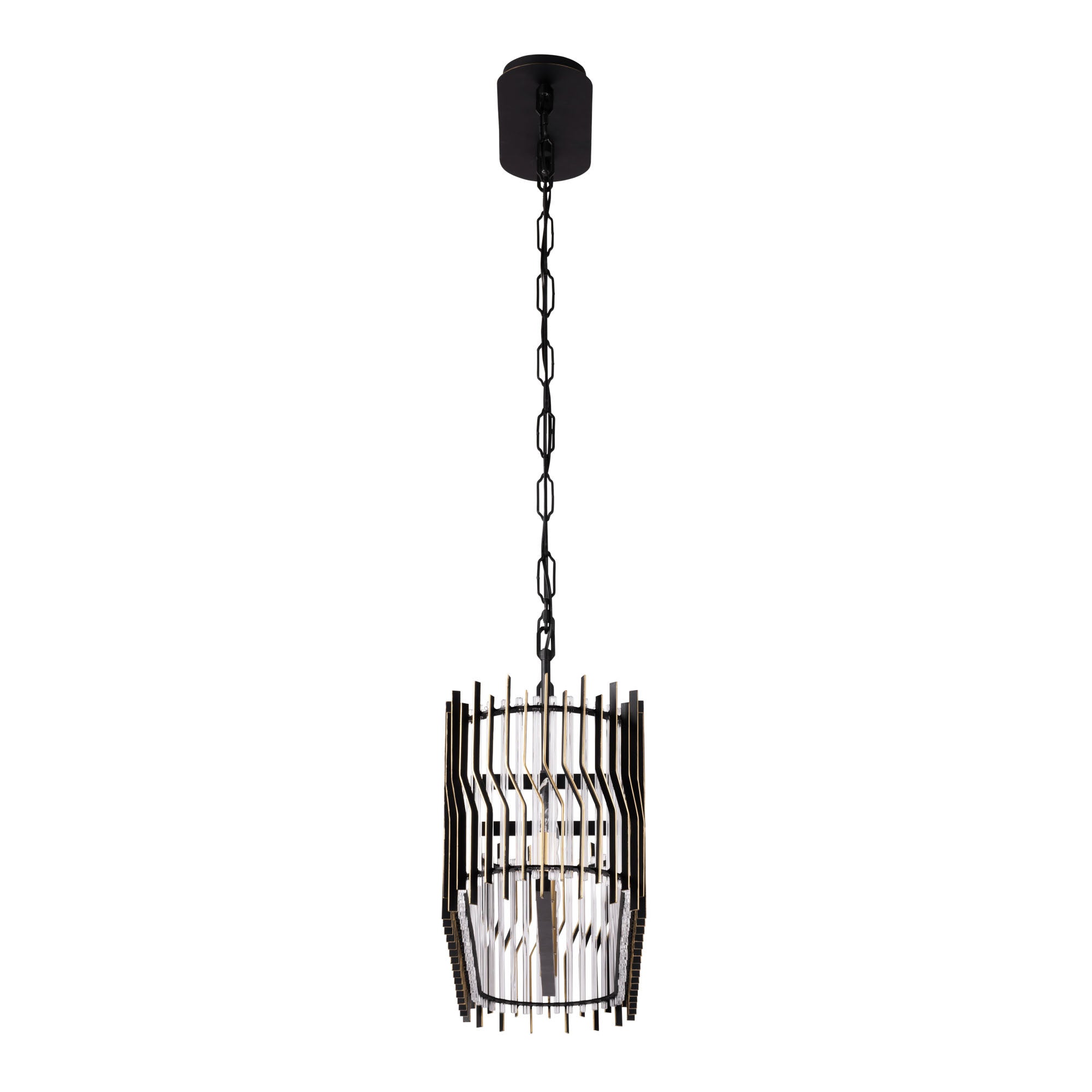 Park Row 5 Light   Linear Pendant - Matte Black/French Gold