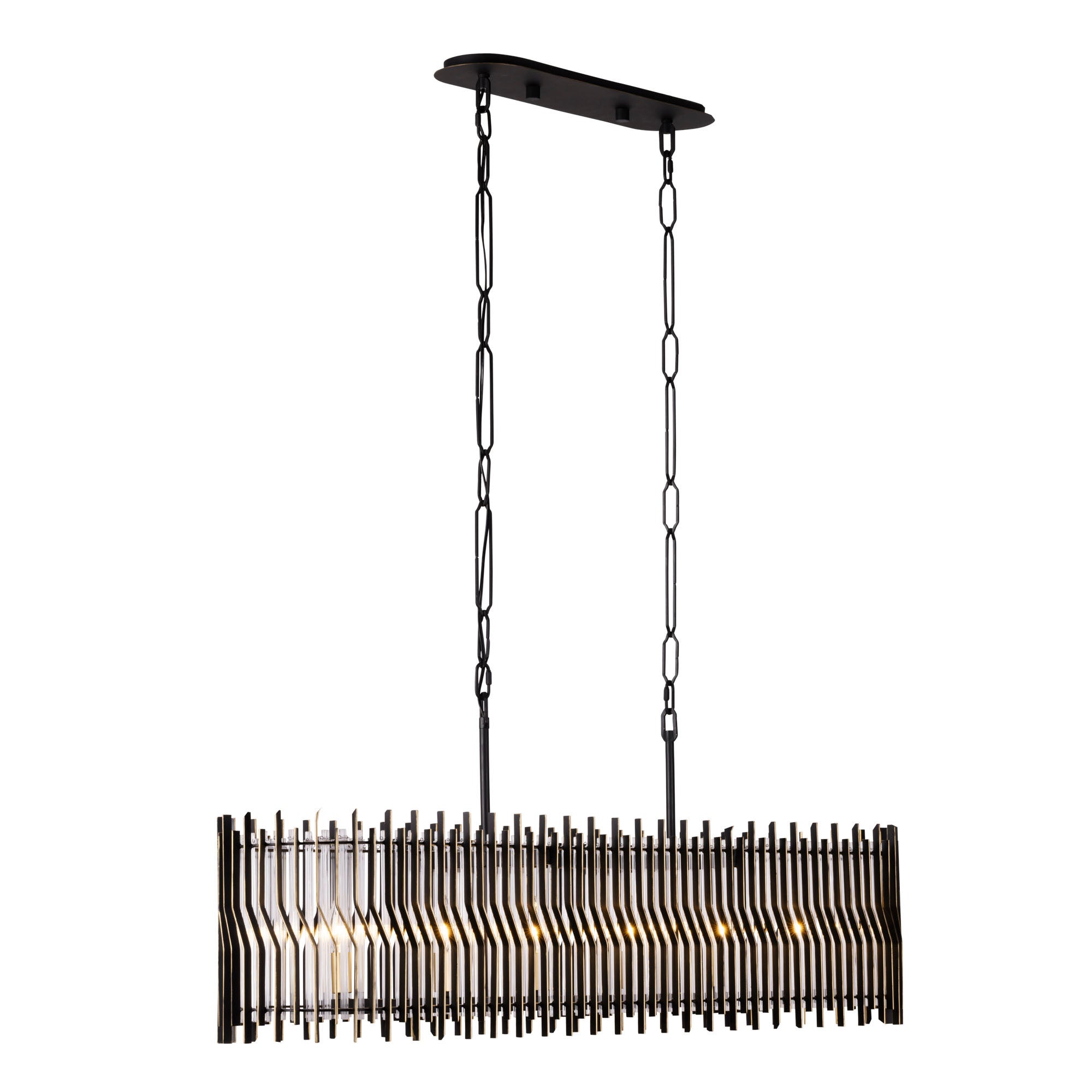 Park Row 6 Light   Linear Pendant - Matte Black/French Gold