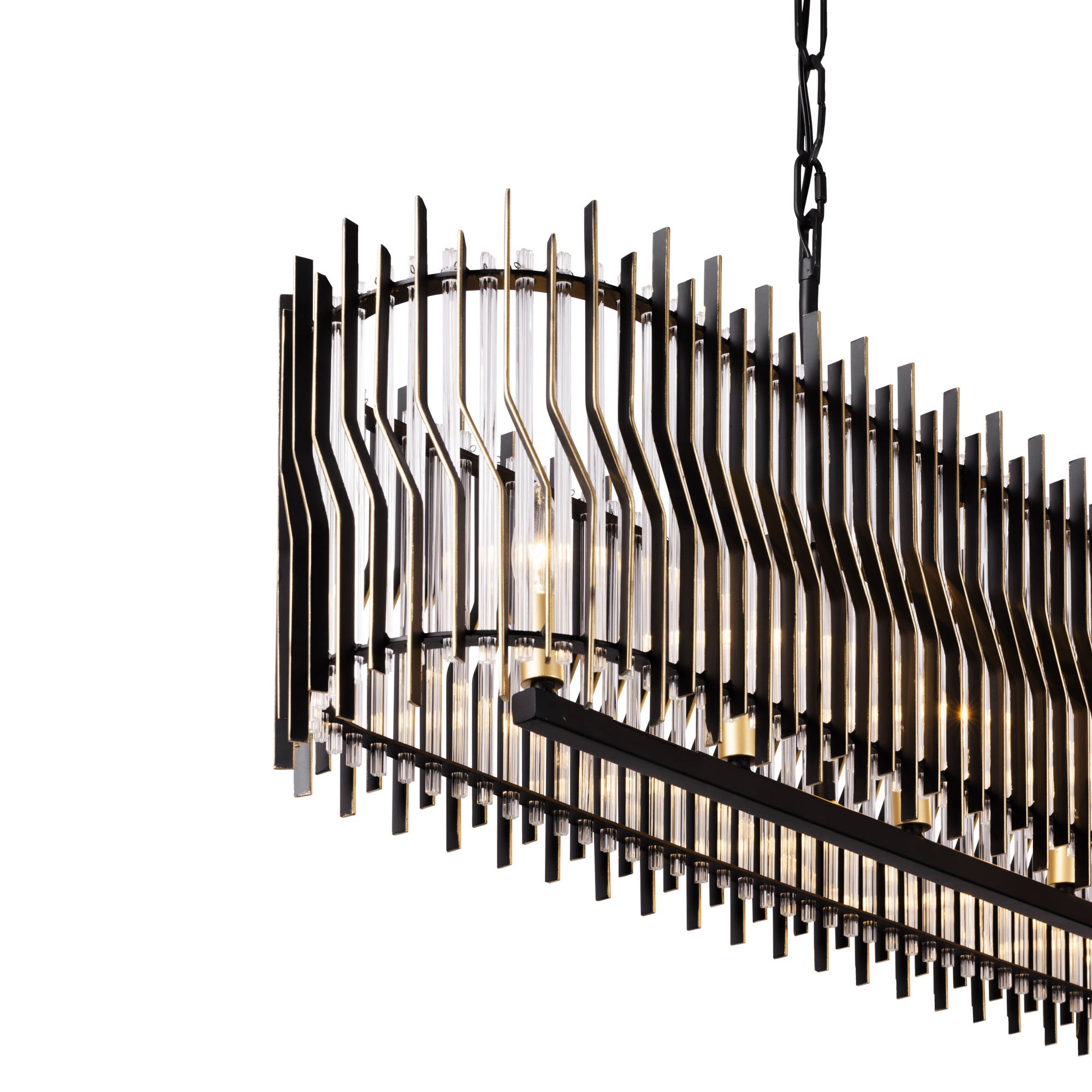 Park Row 6 Light   Linear Pendant - Matte Black/French Gold