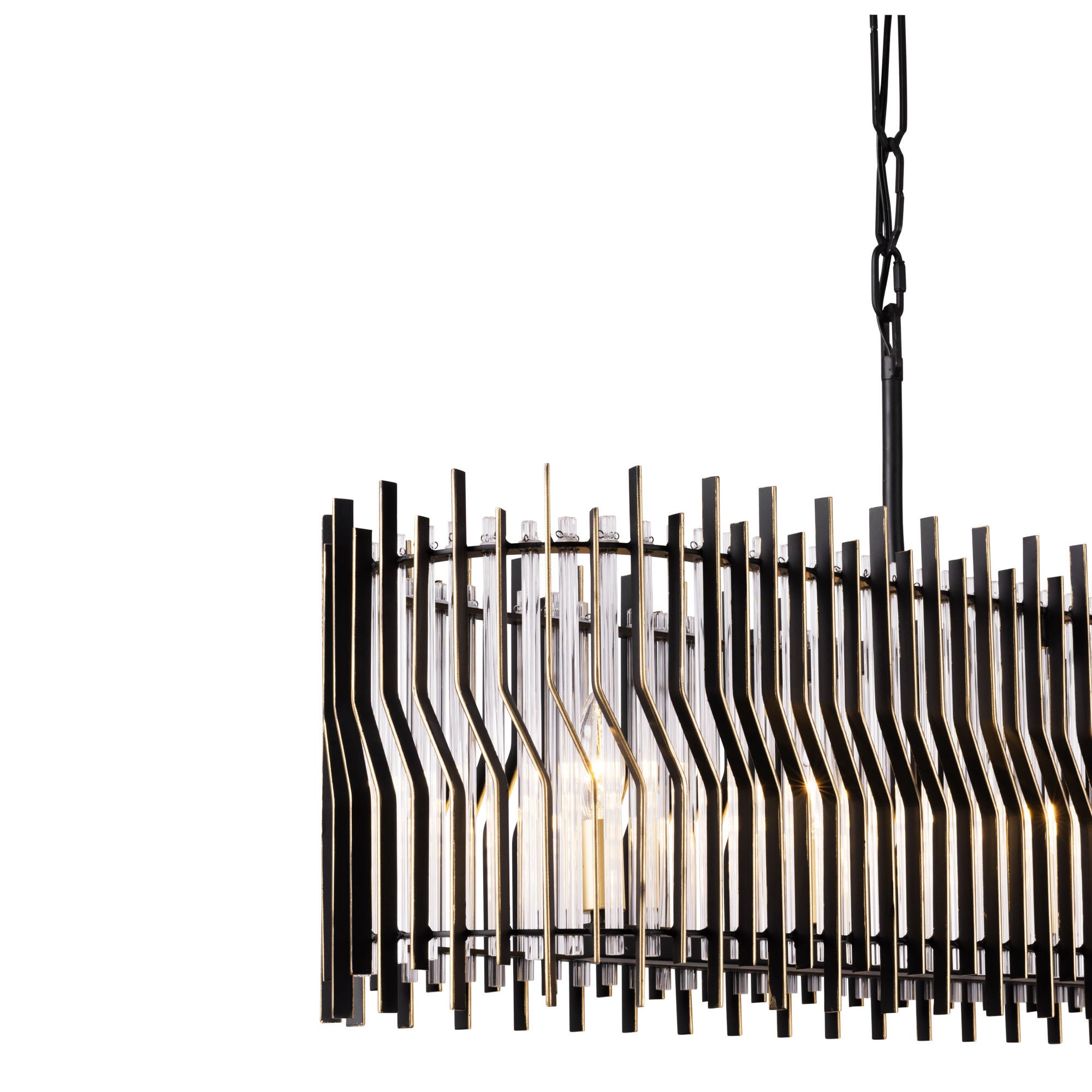 Park Row 6 Light   Linear Pendant - Matte Black/French Gold