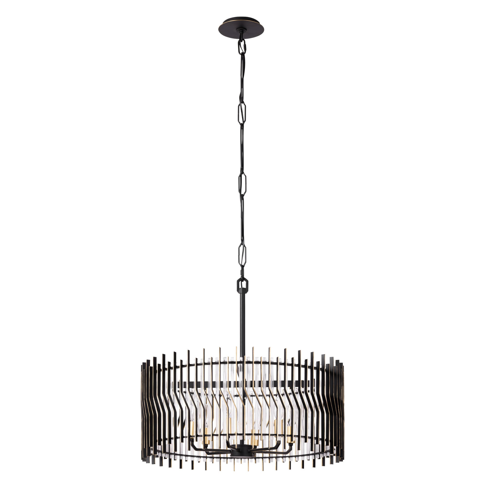Park Row 6 Light   Pendant - Matte Black/French Gold