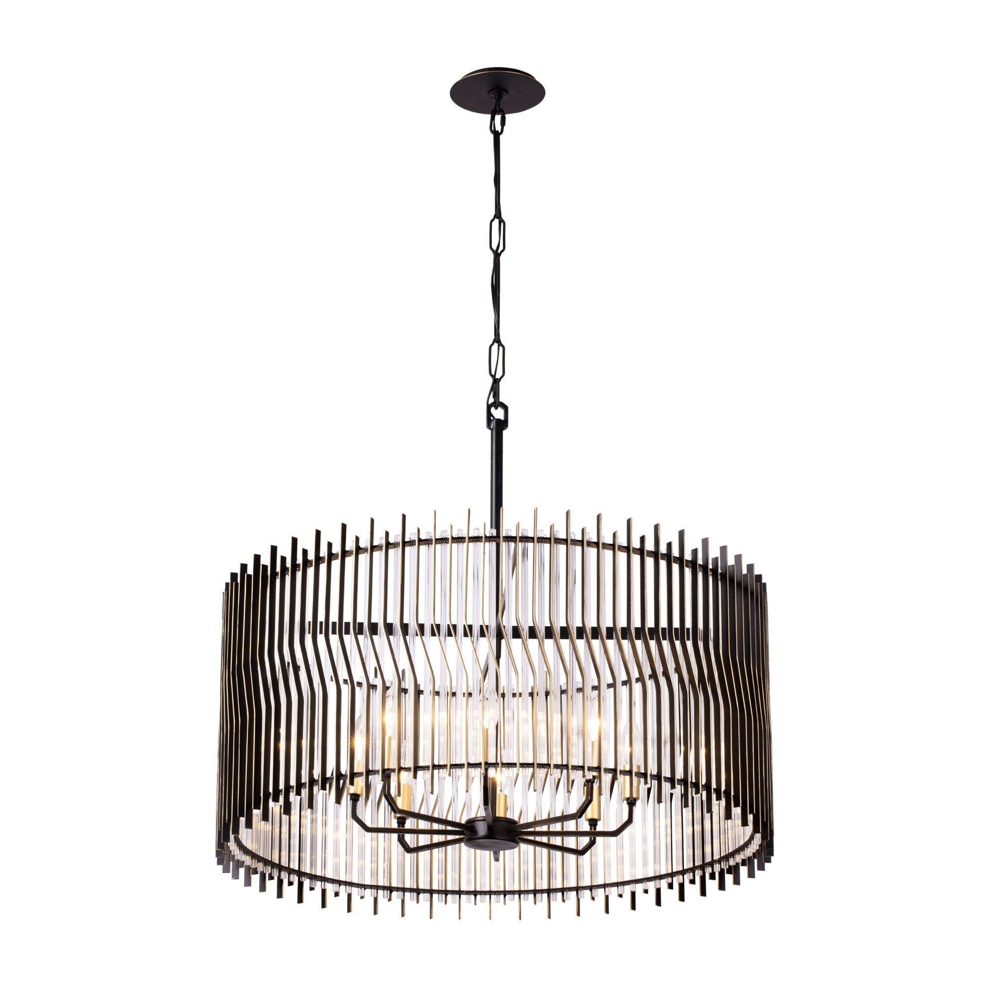Park Row 8 Light   Pendant - Matte Black/French Gold
