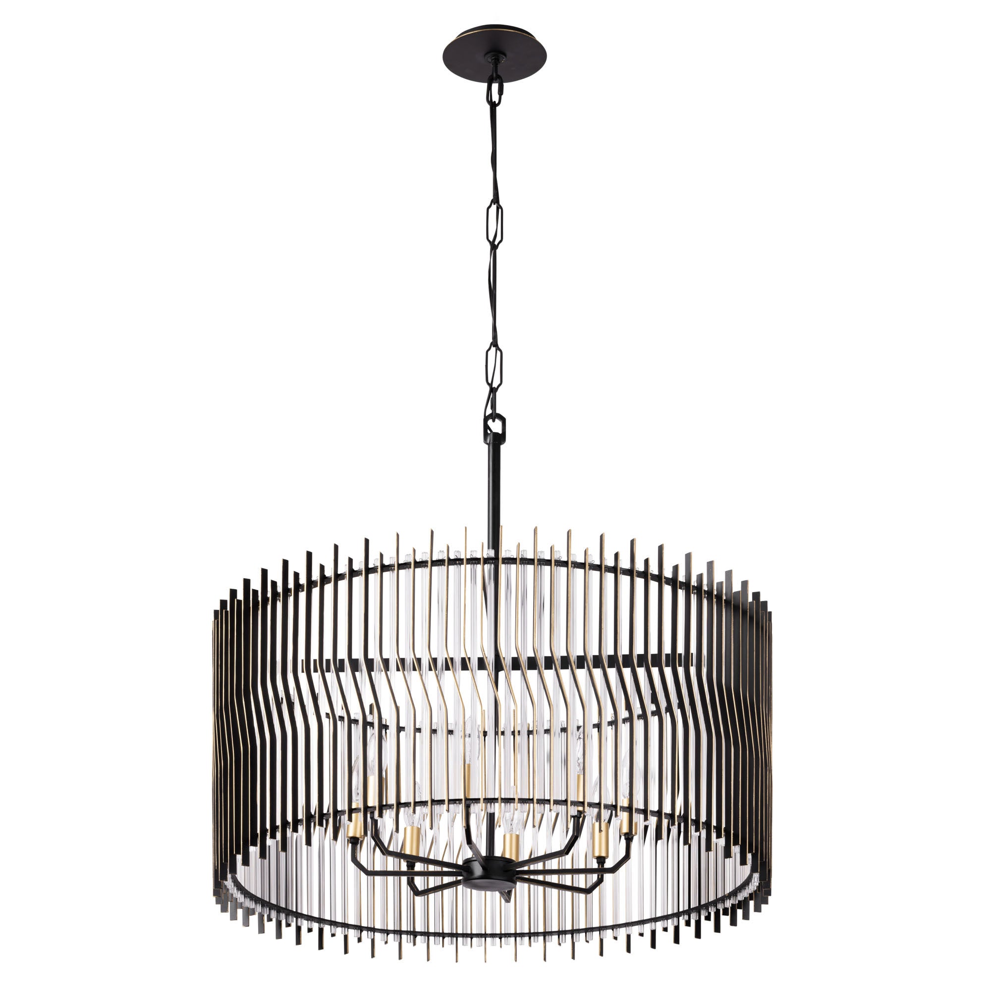 Park Row 8 Light   Pendant - Matte Black/French Gold