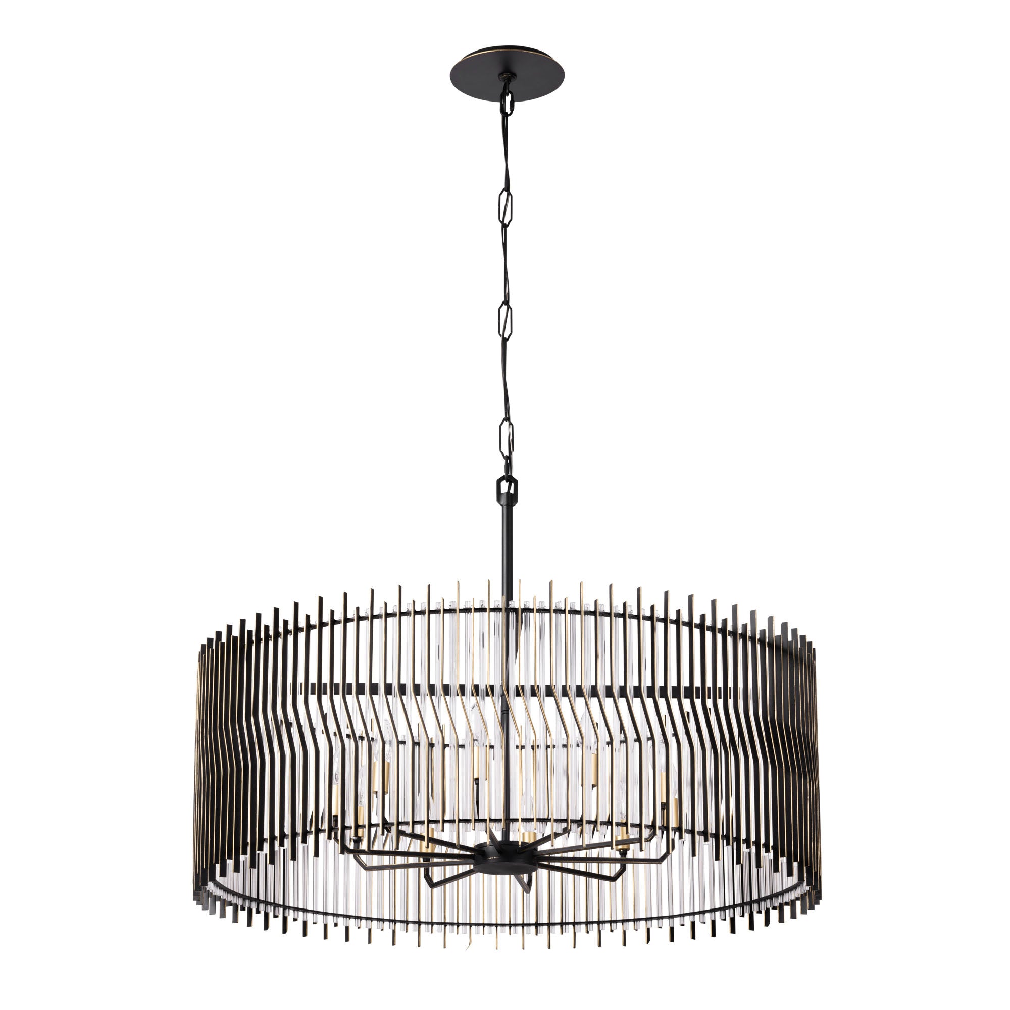 Park Row 10 Light   Pendant - Matte Black/French Gold