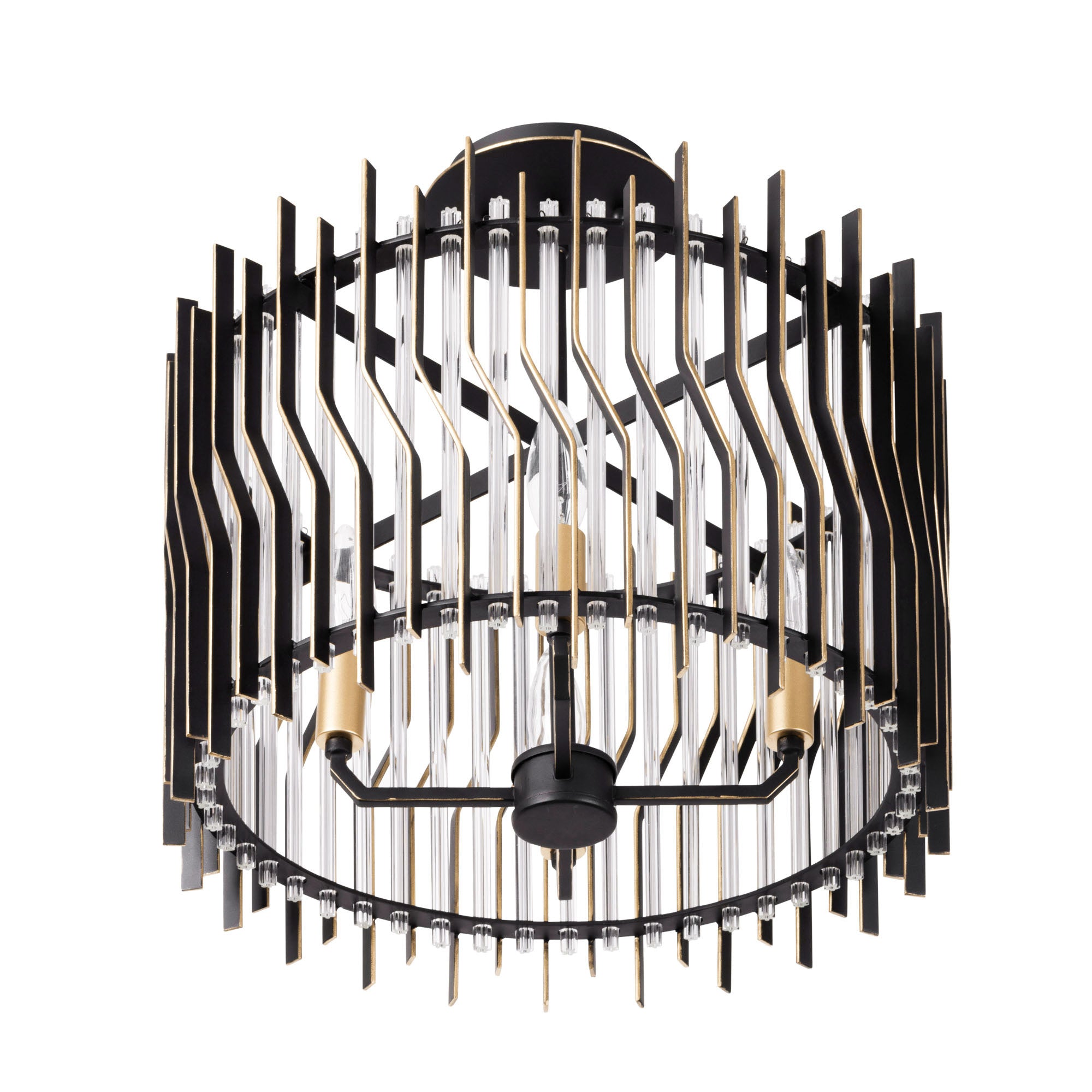 Park Row 4 Light   Semi-Flush - Matte Black/French Gold