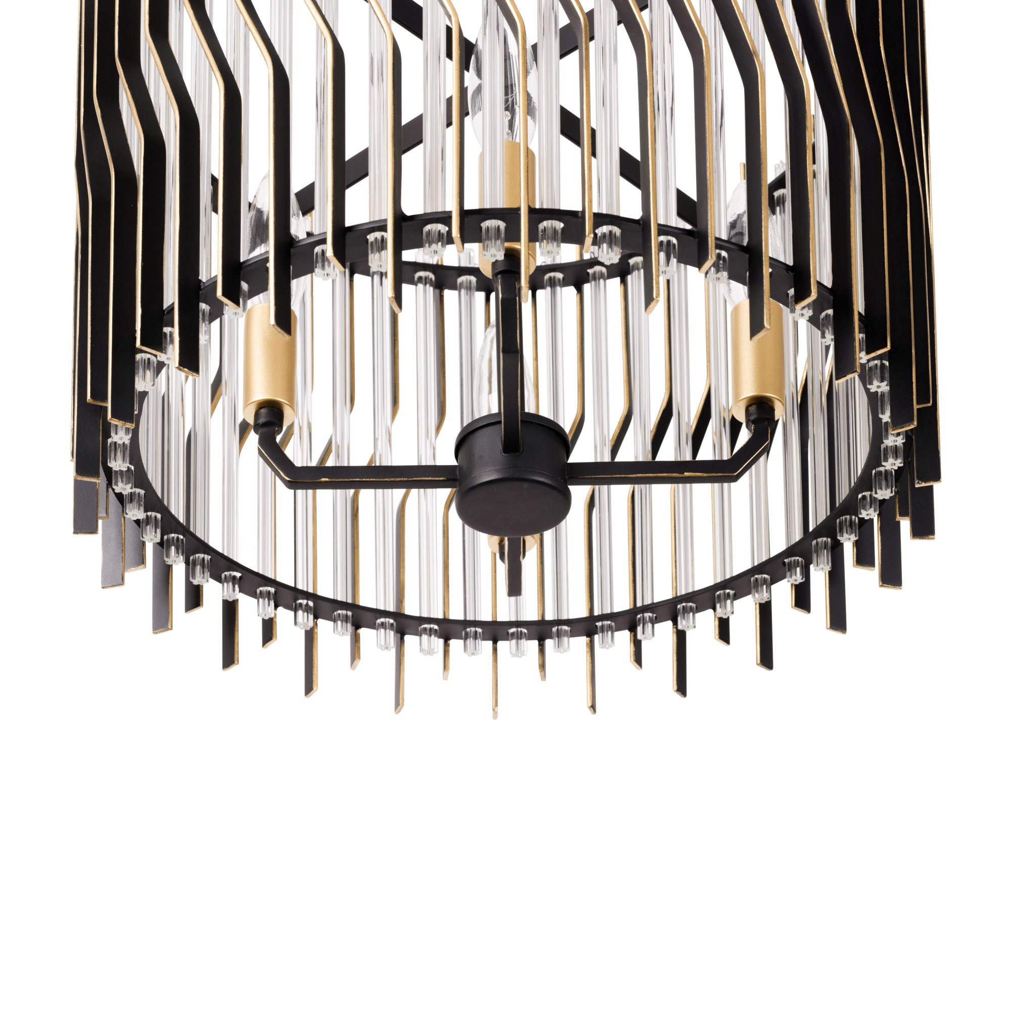 Park Row 4 Light   Semi-Flush - Matte Black/French Gold