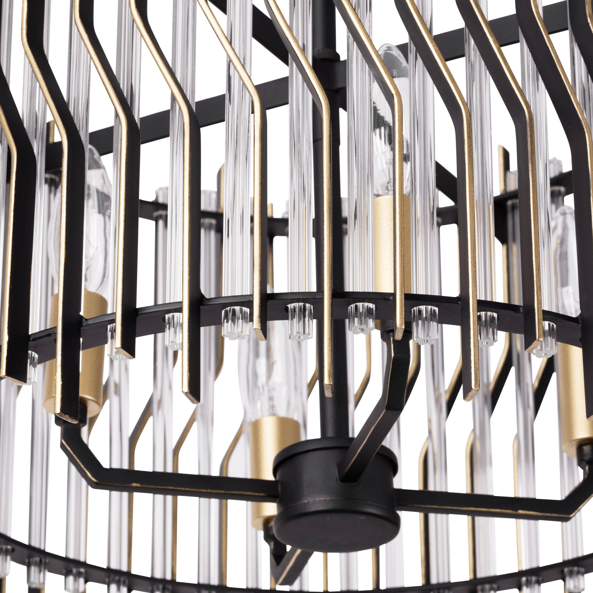 Park Row 4 Light   Semi-Flush - Matte Black/French Gold