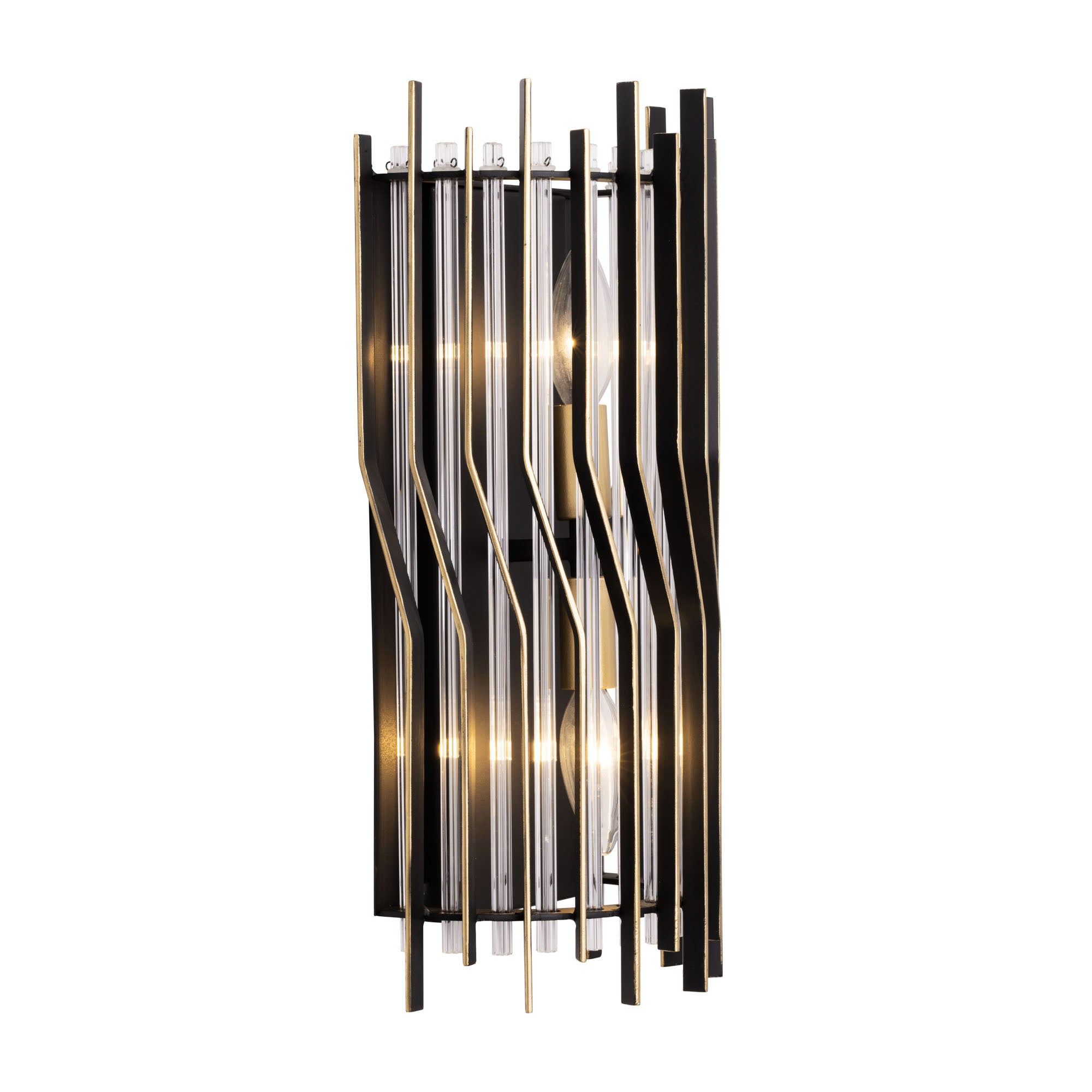 Park Row 2 Light   Sconce - Matte Black/French Gold
