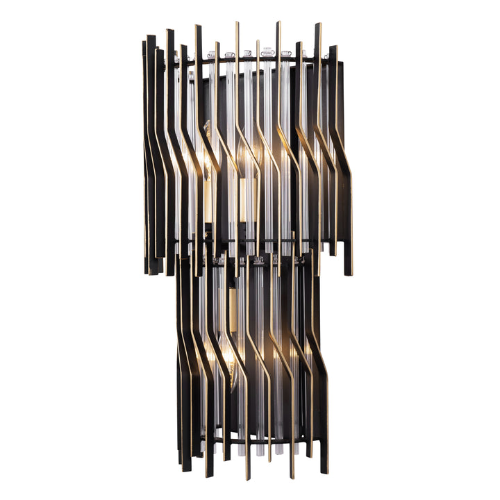 Park Row 393W03MBFG 3-Lt Sconce - Matte Black/French Gold