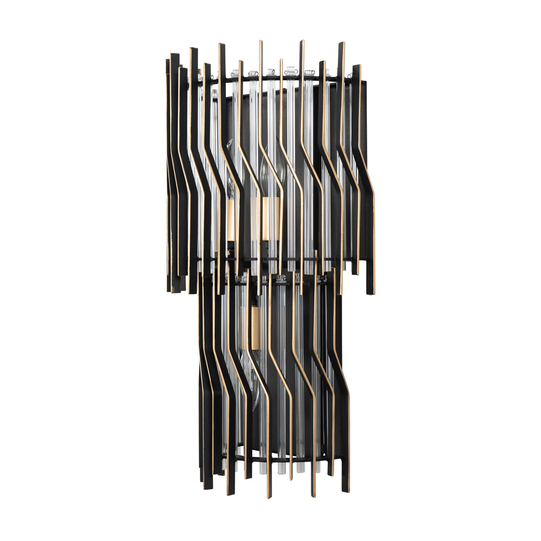 Park Row 393W03MBFG 3-Lt Sconce - Matte Black/French Gold