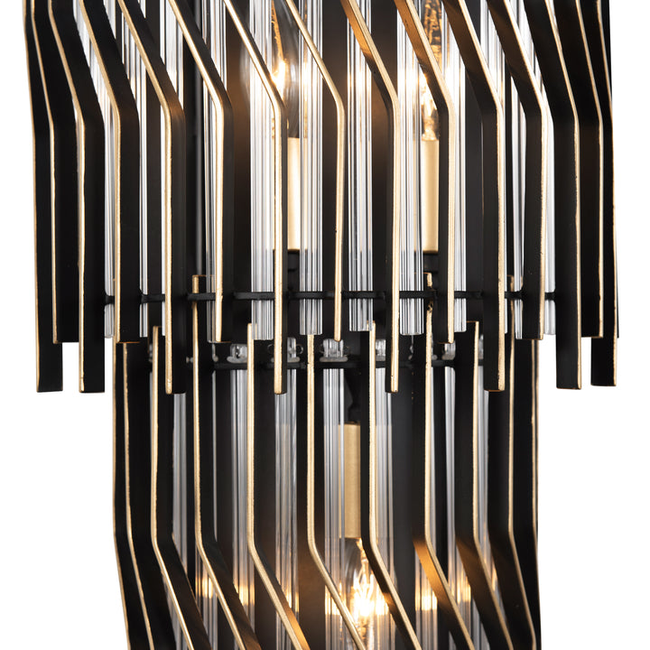 Park Row 393W03MBFG 3-Lt Sconce - Matte Black/French Gold