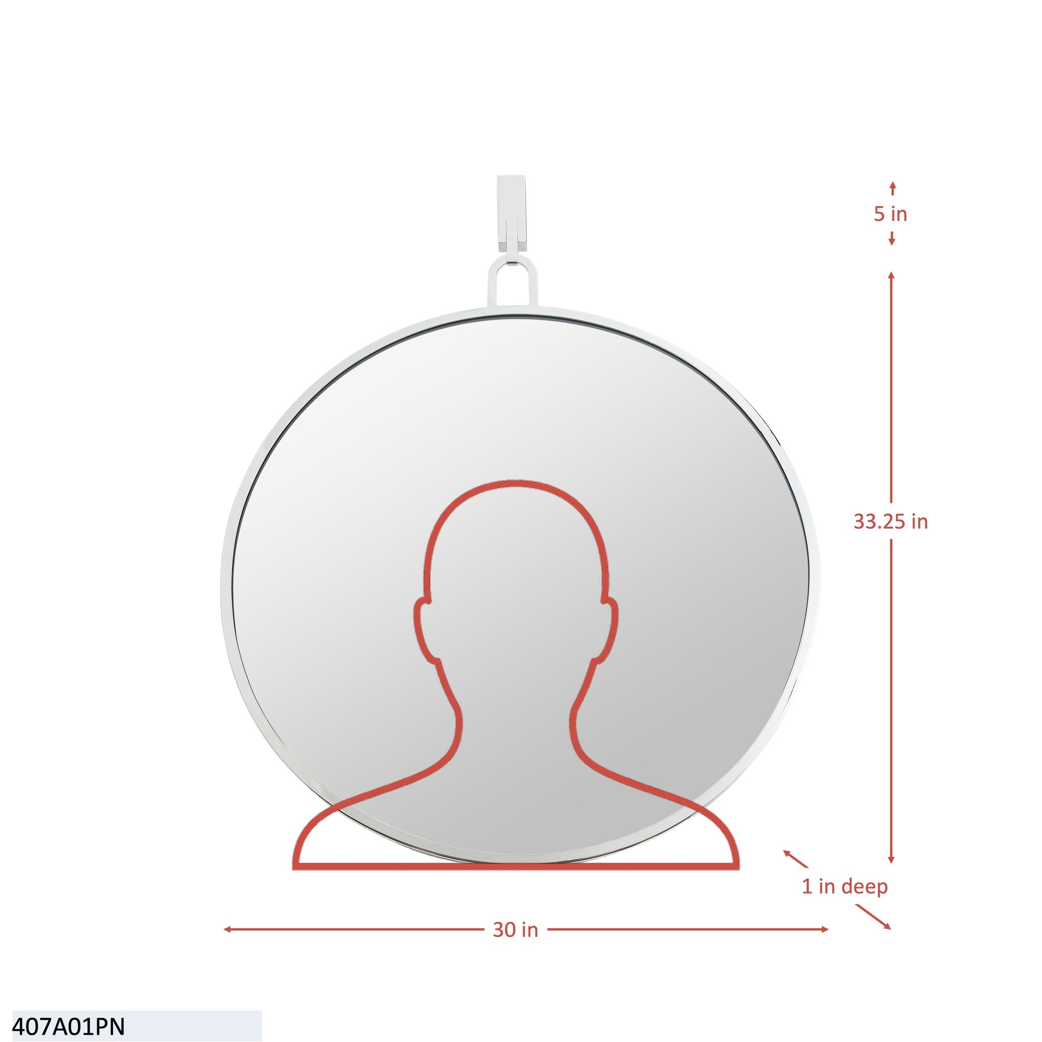 Stopwatch 30-in Round Accent Mirror - Black
