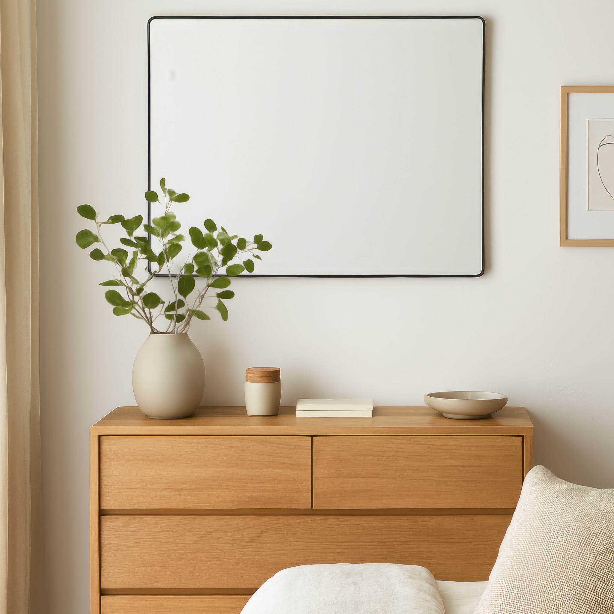 Kye 24x30 Rectangular Rounded Wall Mirror - Black